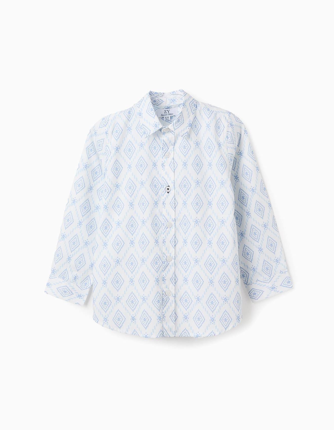 Chemise À Motif En Coton Blanc