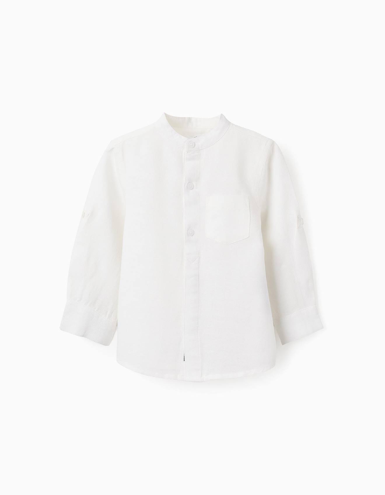 Chemise Avec Col Mao Et Passants Blanc