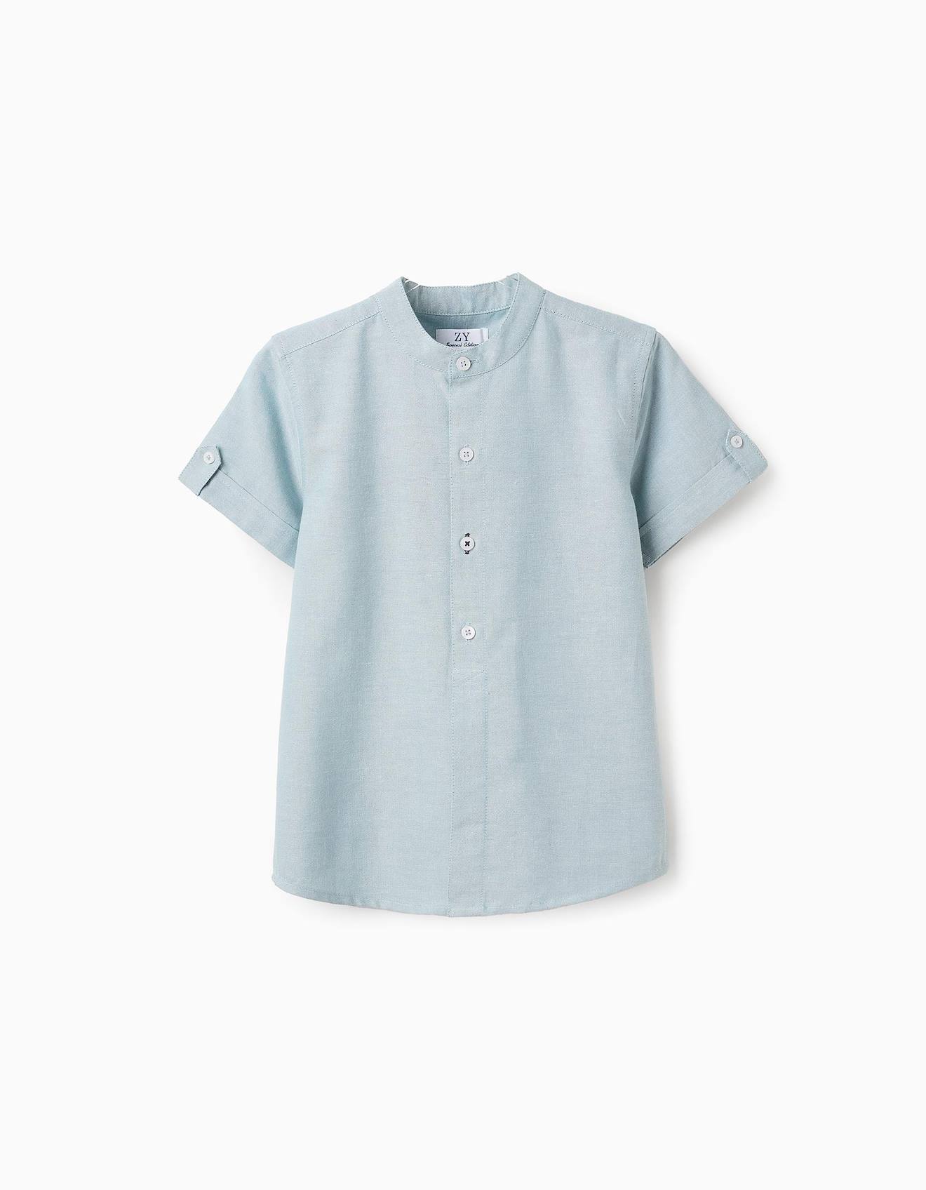 Chemise À Manches Courtes En Oxford Bleu Clair