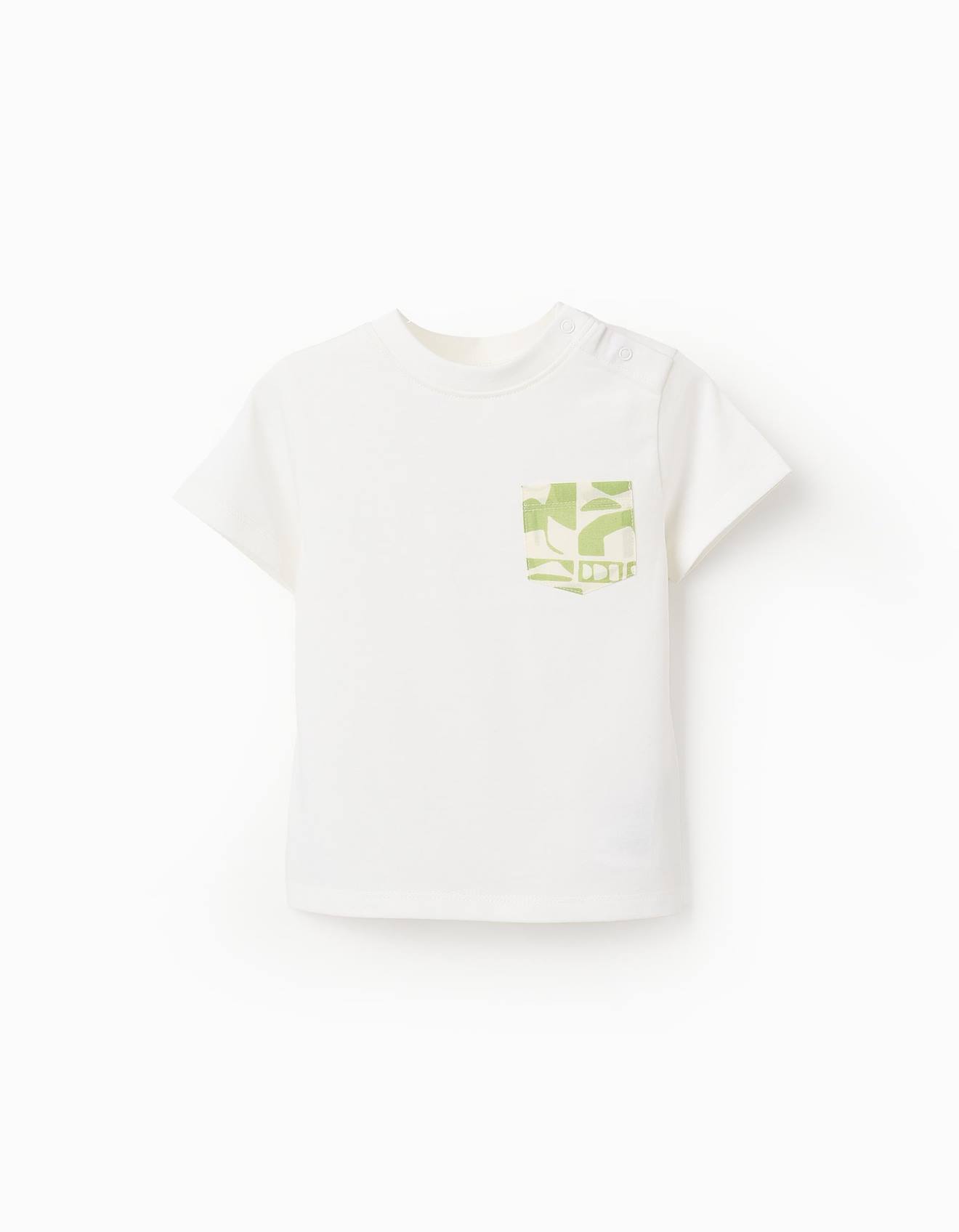 T-shirt De Coton Avec Poche Contrastée Blanc