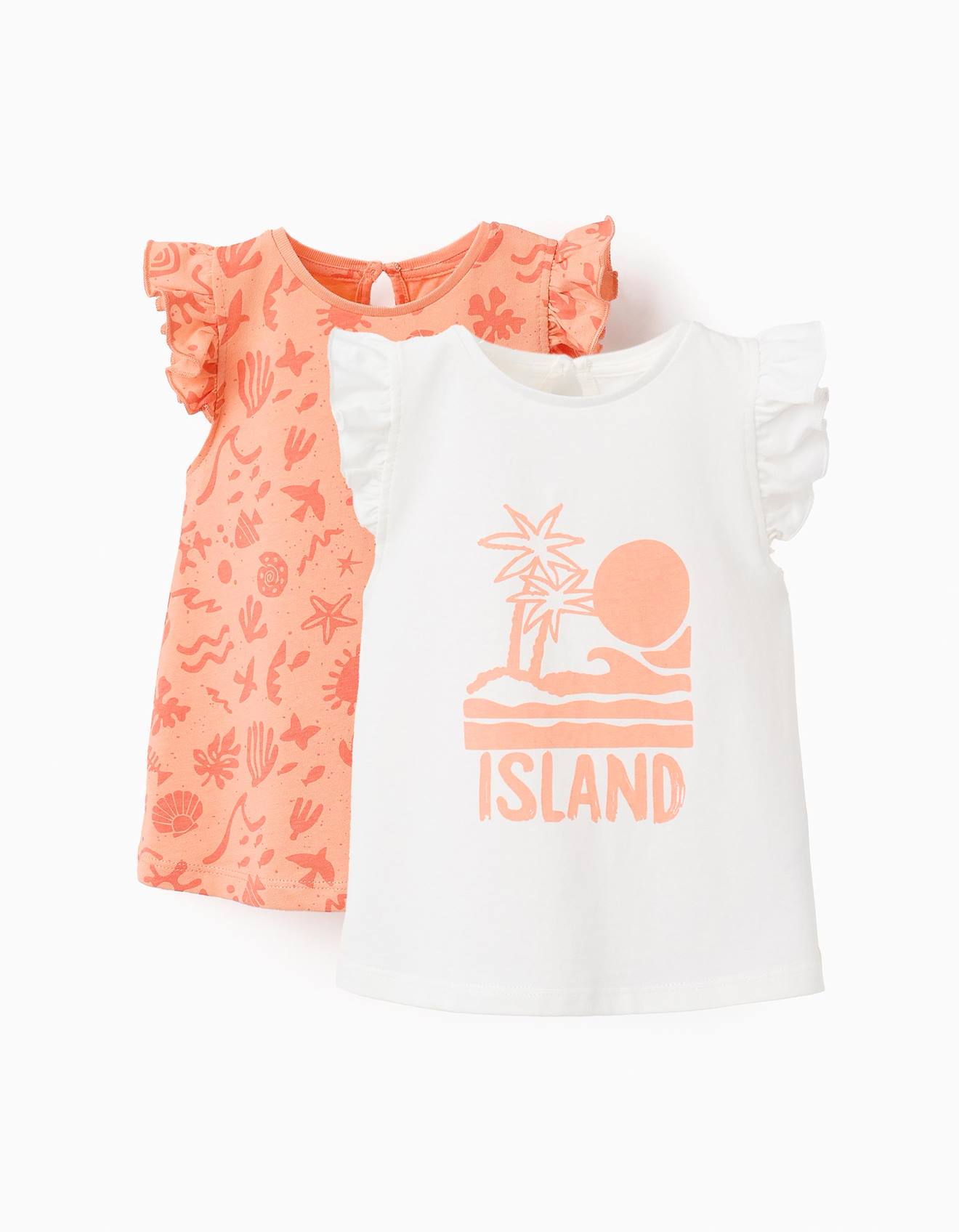 Pack 2 Tops Avec Volants Orange