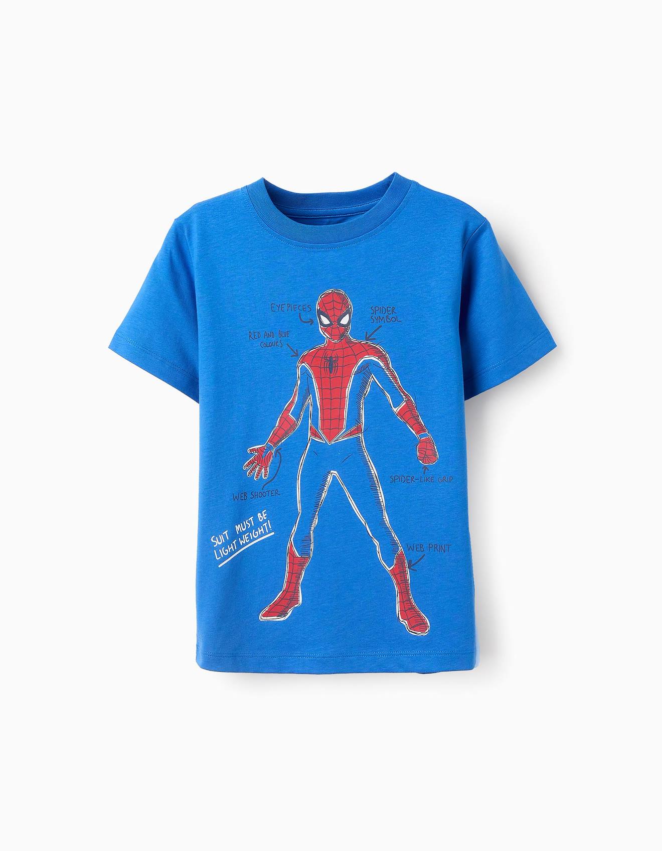T-shirt En Coton Spiderman Bleu