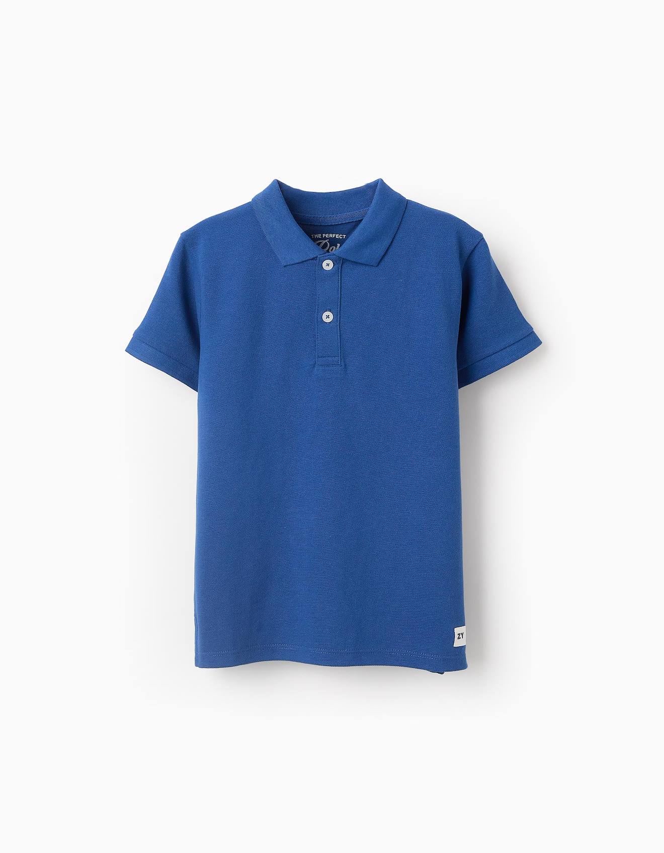 Polo En Coton Bleu