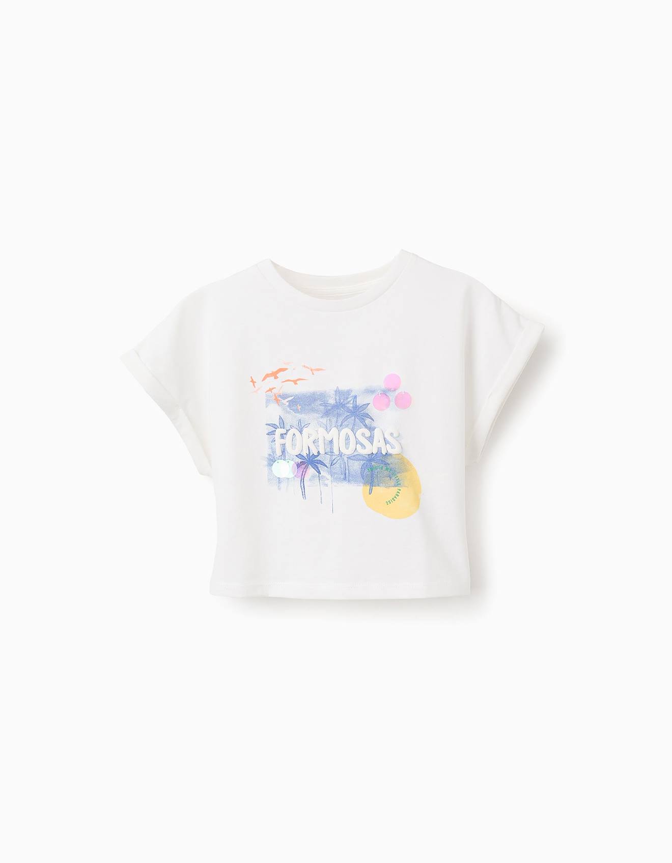 T-shirt Court En Coton Blanc