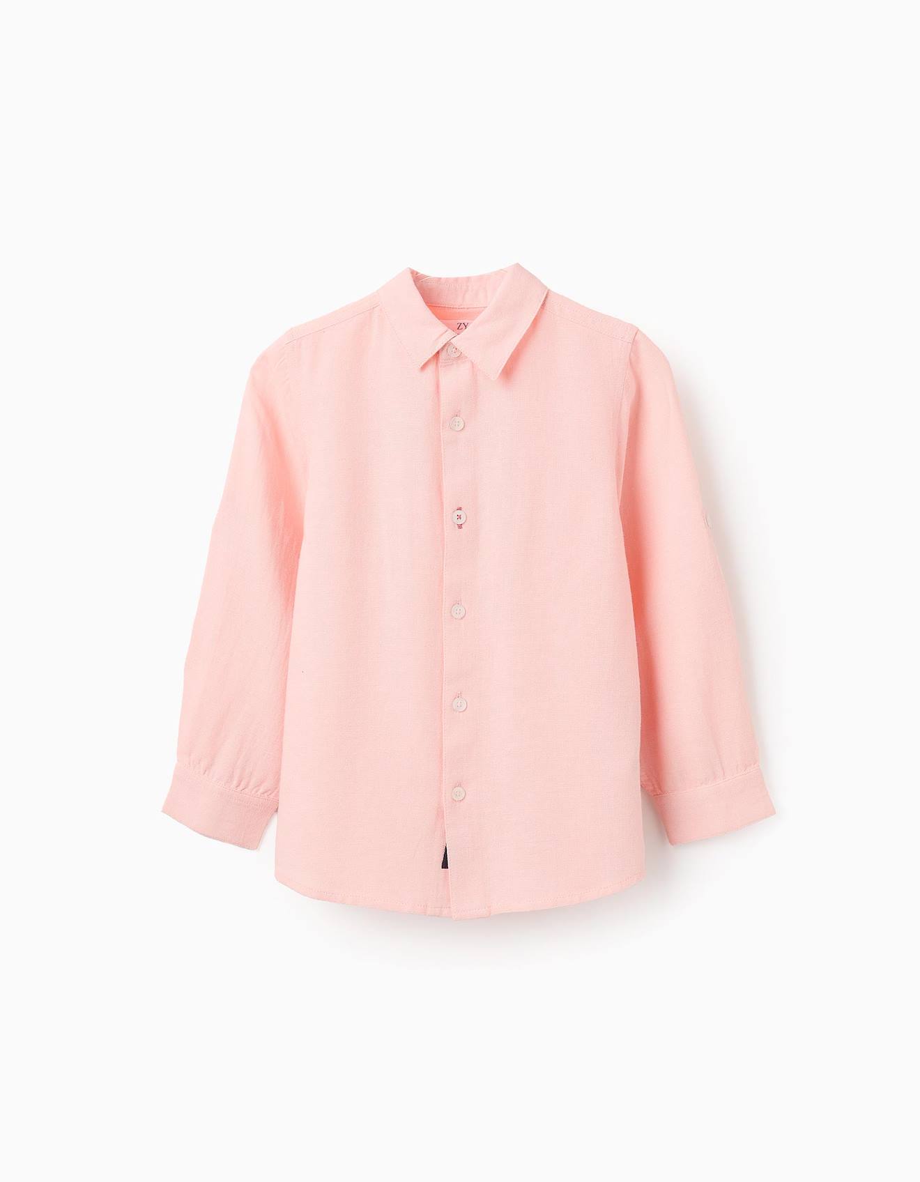 Chemise À Manches Retroussables Rose Clair