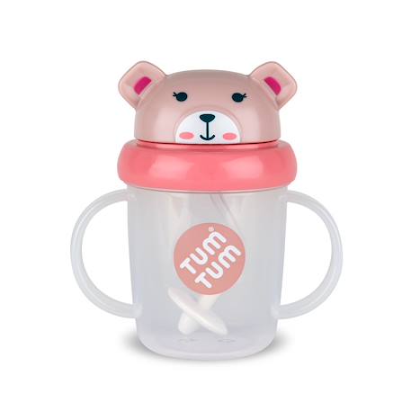 TUMTUM - Tasse Anti Fuite + Paille Lestée Ourson Rose - V3 Rose