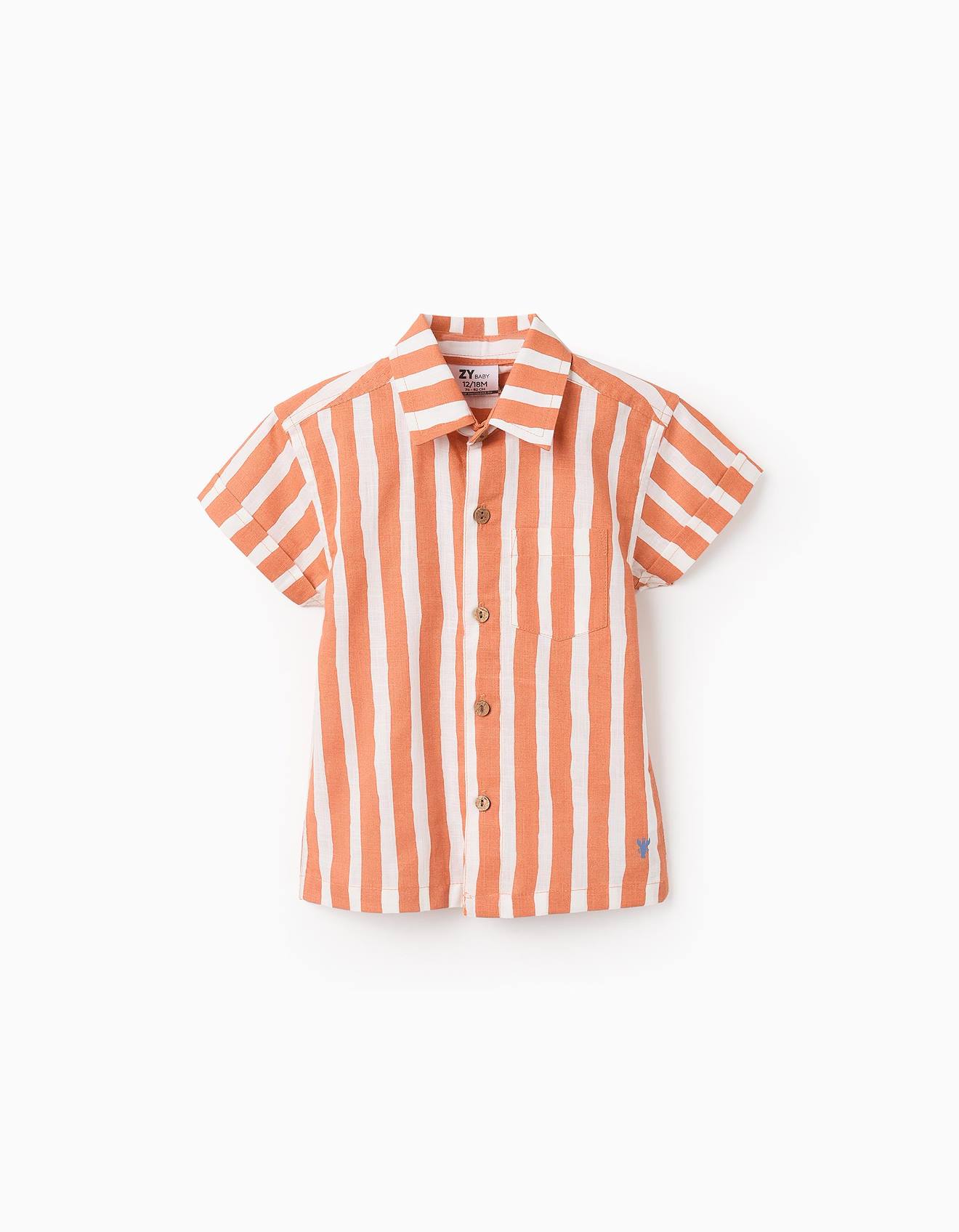Chemise En Coton À Rayures Orange Clair