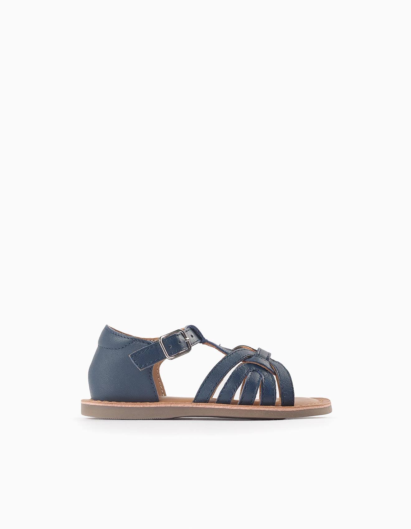 Sandales En Cuir Bleu Foncé