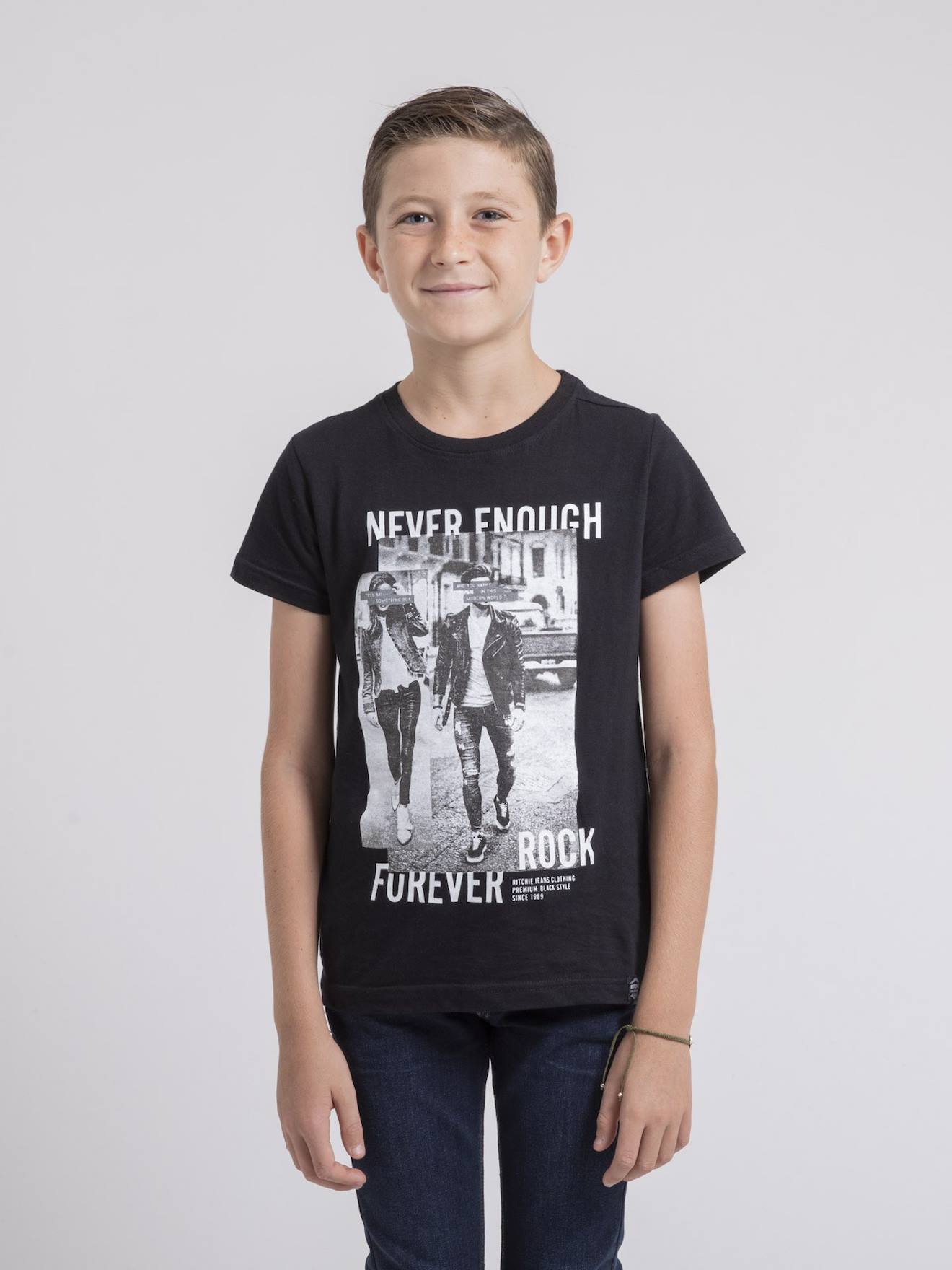 T-shirt Col Rond Pur Coton Jamijel Garçon Noir