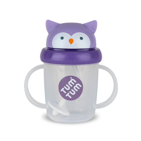 TUMTUM - Tasse Anti Fuite + Paille Lestée Chouette - V3 Violet