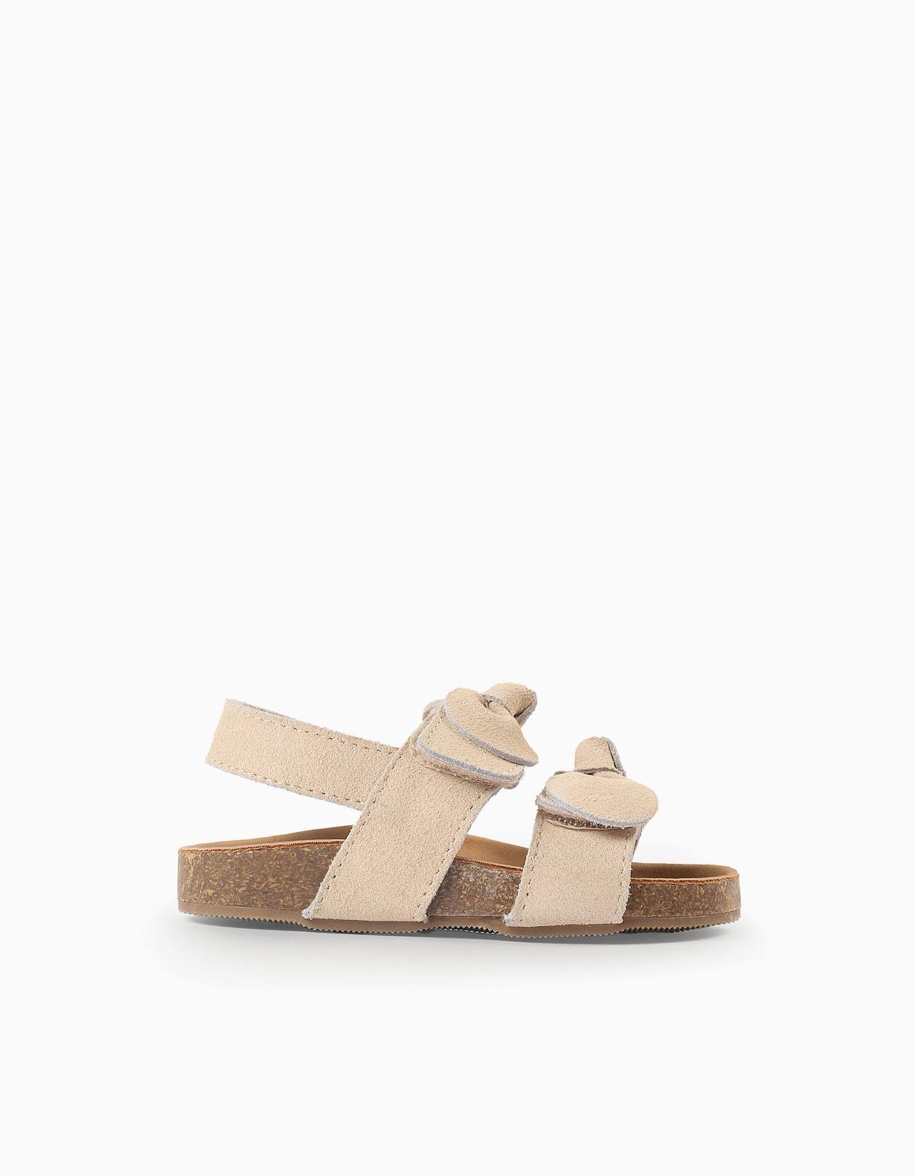 Sandales En Daim Avec Nœuds Beige