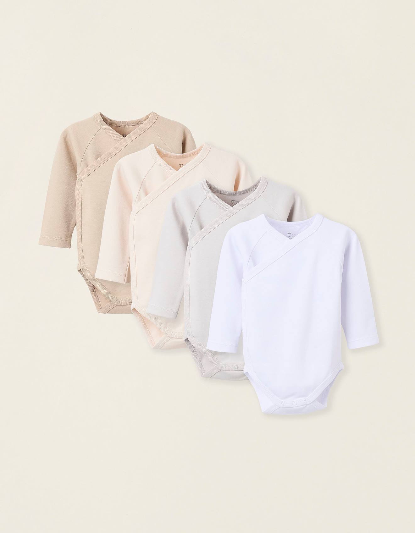 Pack 4 Bodies De Coton En Croisé Multicolore