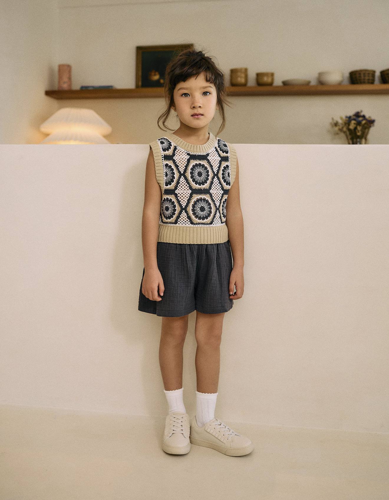 Short En Bambula Gris Foncé