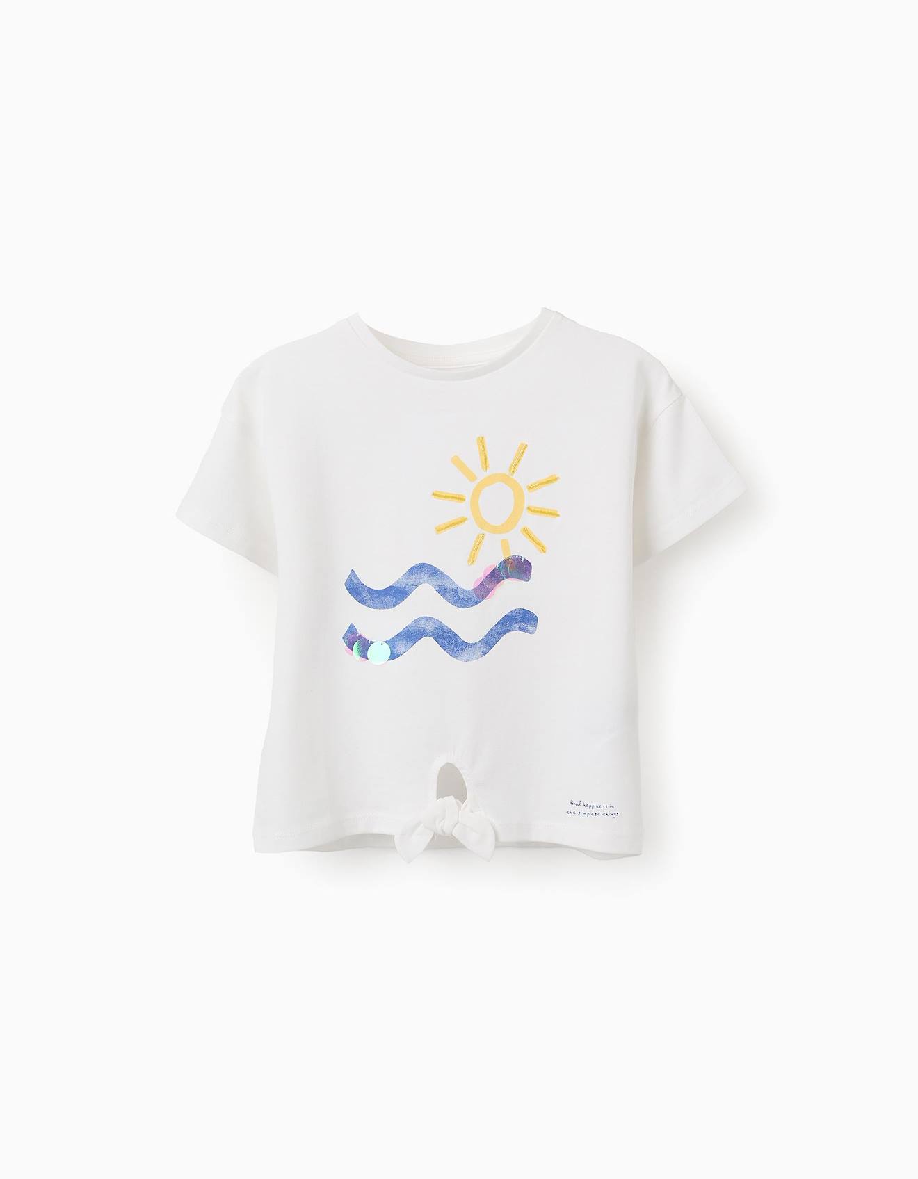 T-shirt De Coton Avec Perles Et Sequins Blanc