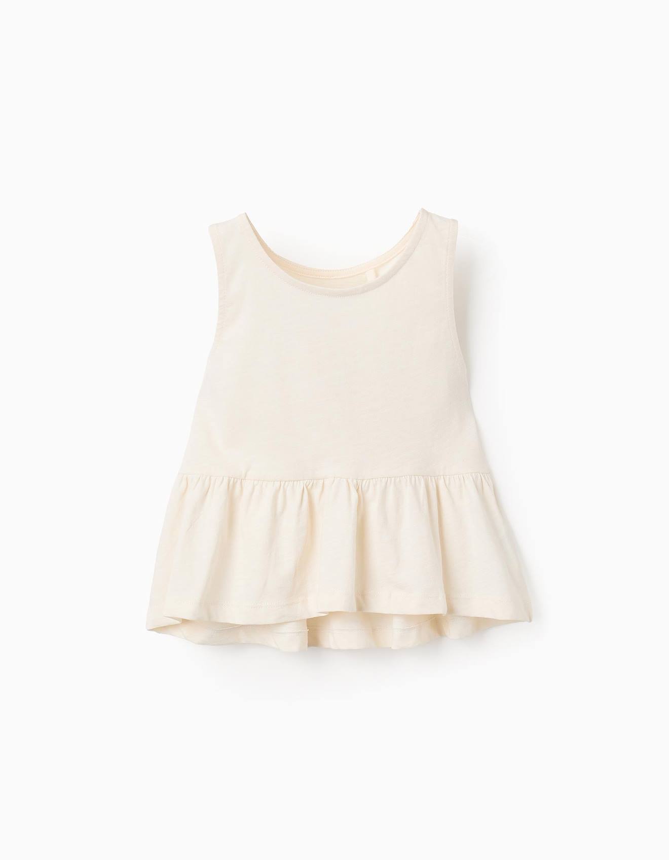 Top Asymétrique Avec Volants Beige Clair