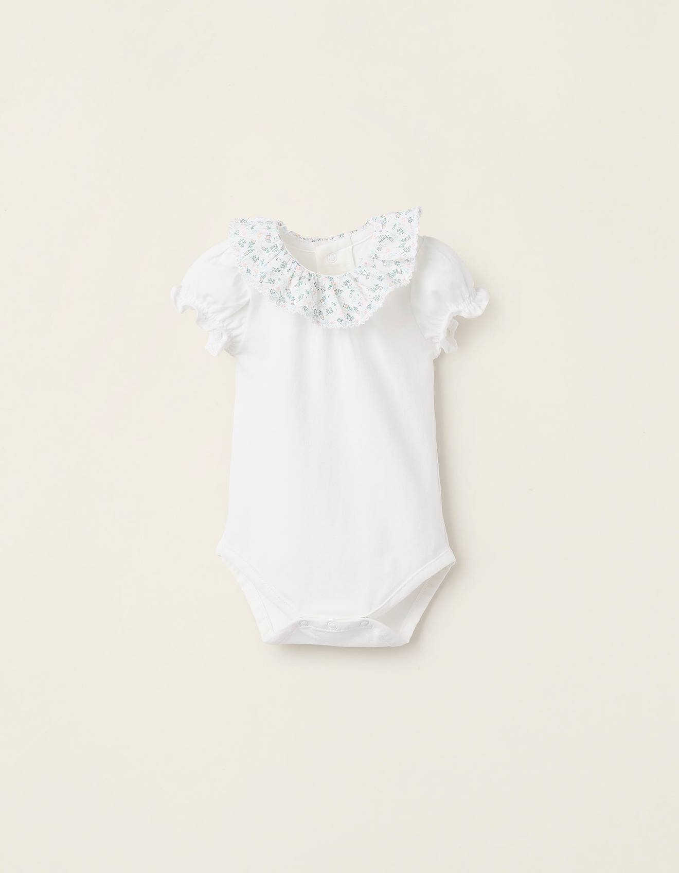Body-blouse Avec Col Floral Blanc