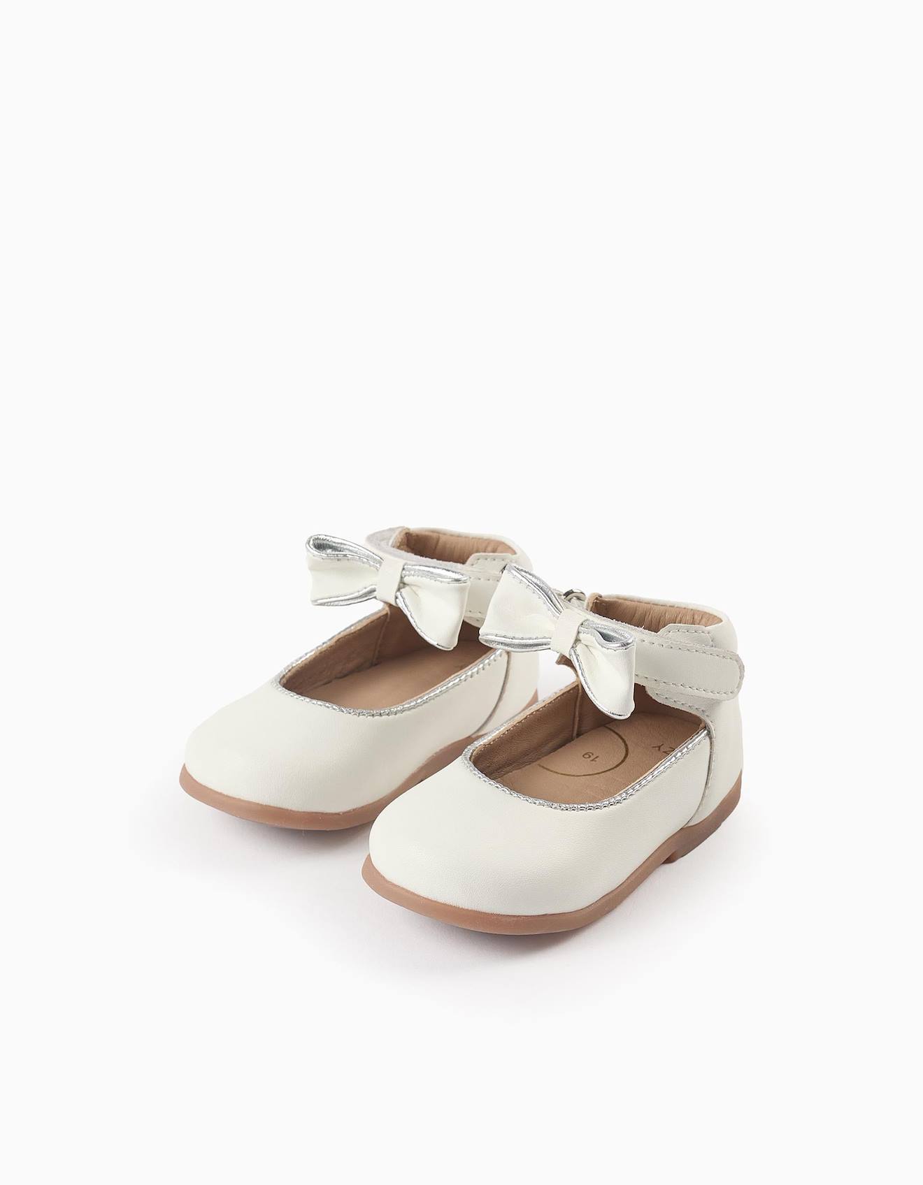 Ballarinas En Cuir Avec Noeud Blanc