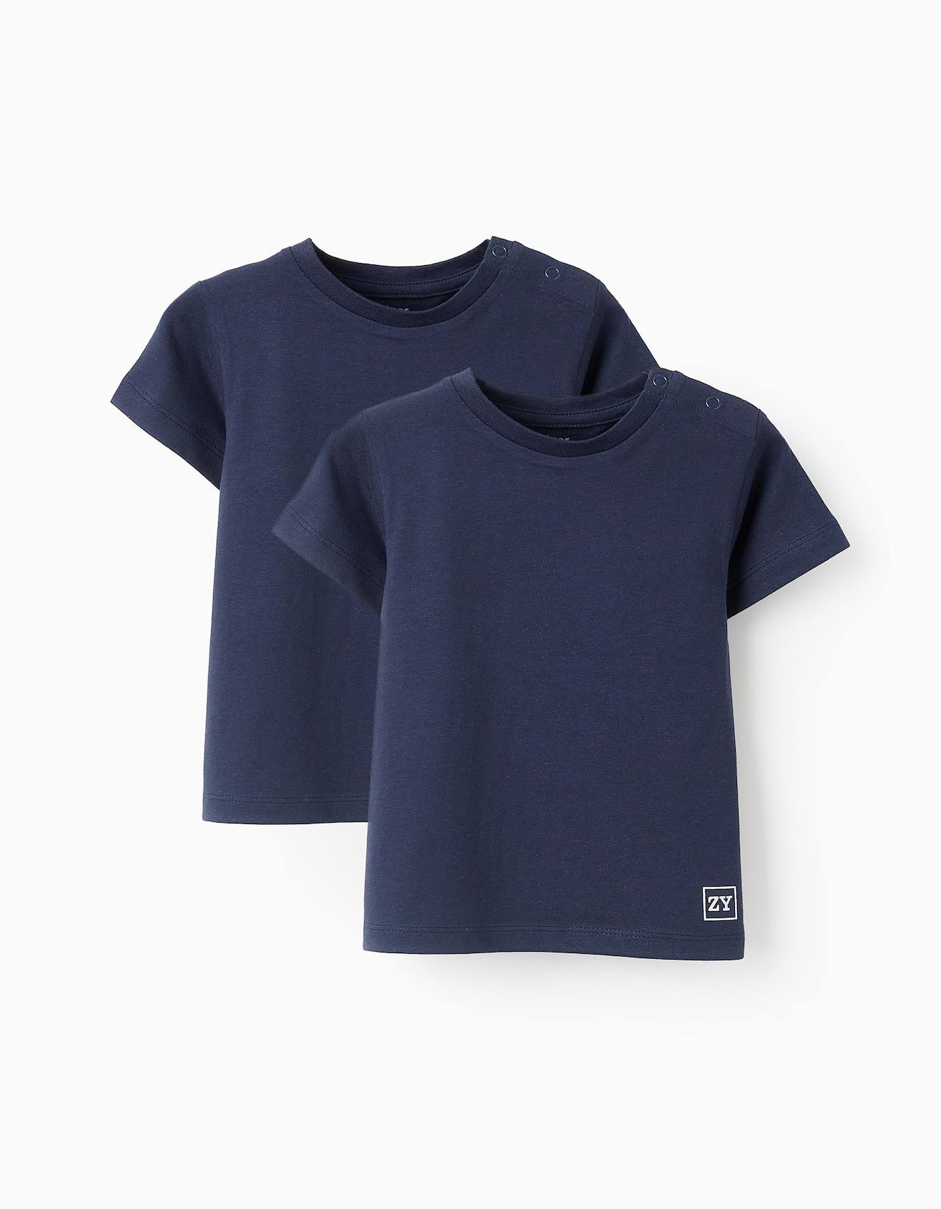 Pack 2 T-shirts Unis En Coton Bleu Foncé