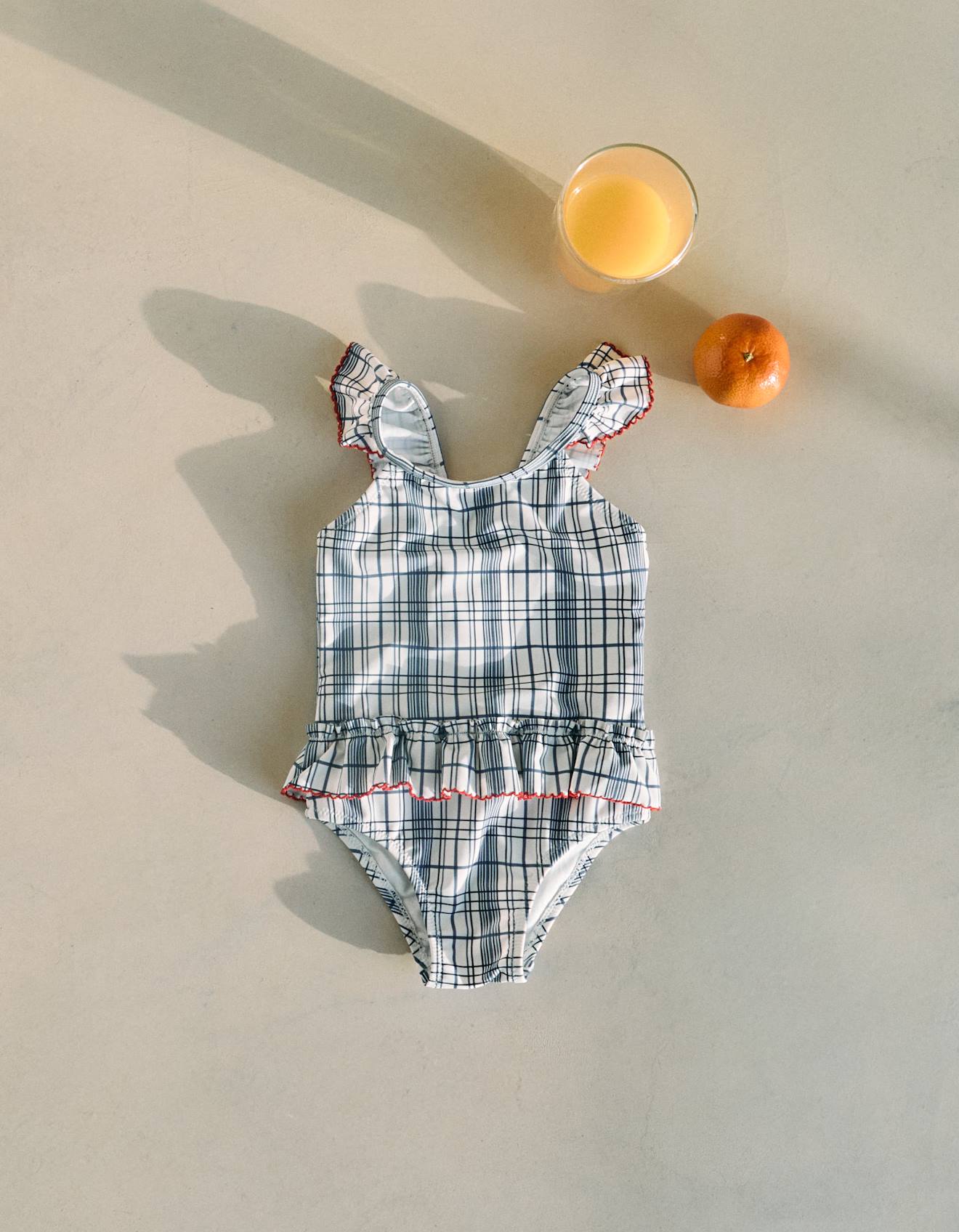 Maillot De Bain À Carreaux Blanc