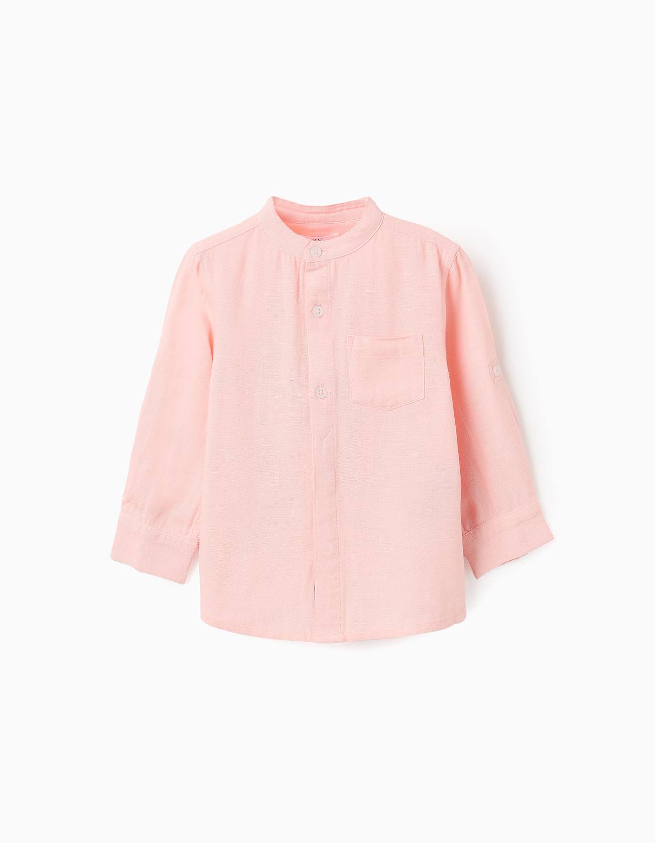 Chemise Avec Col Mao Et Passants Rose Clair