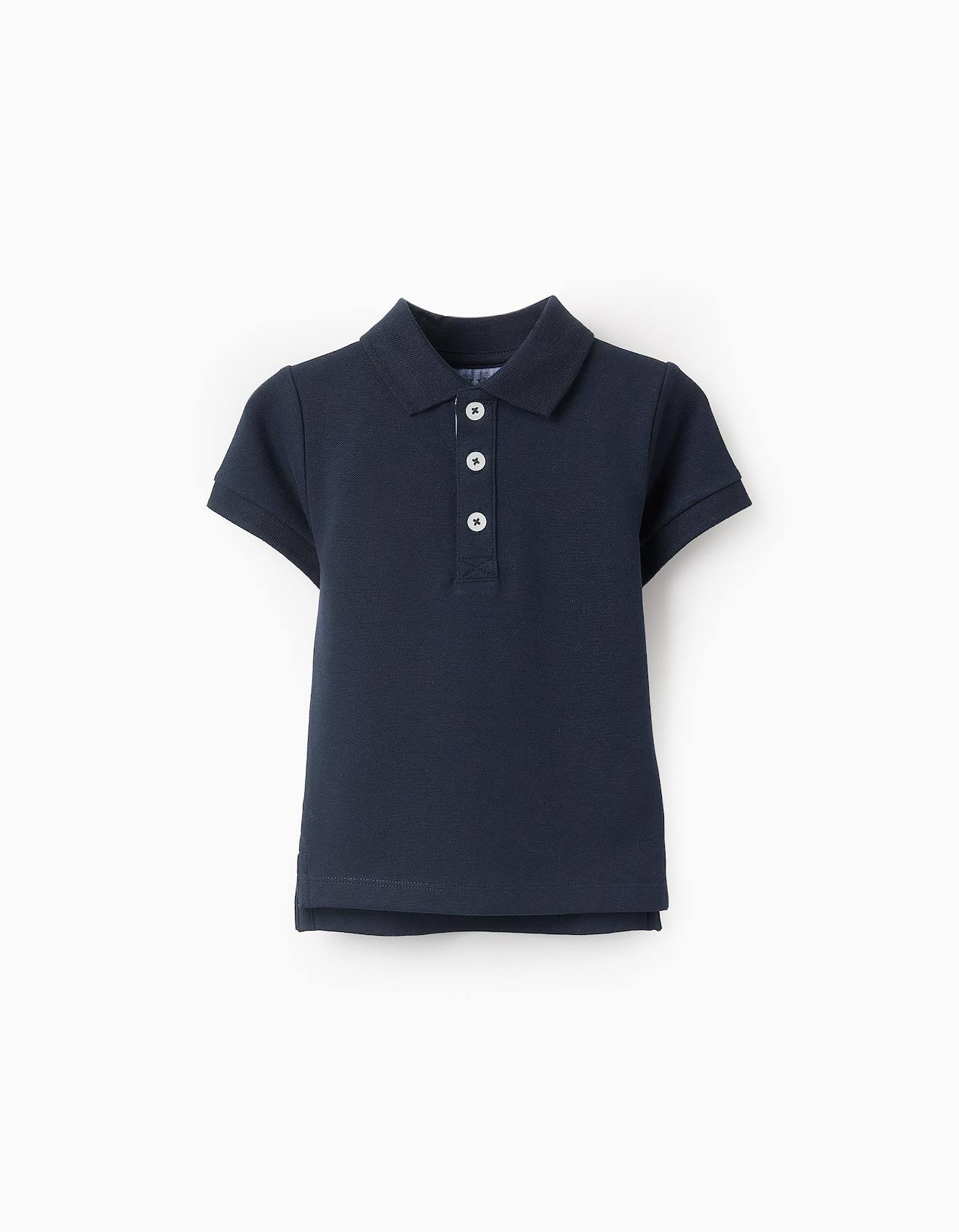 Polo En Piqué De Coton Bleu Foncé