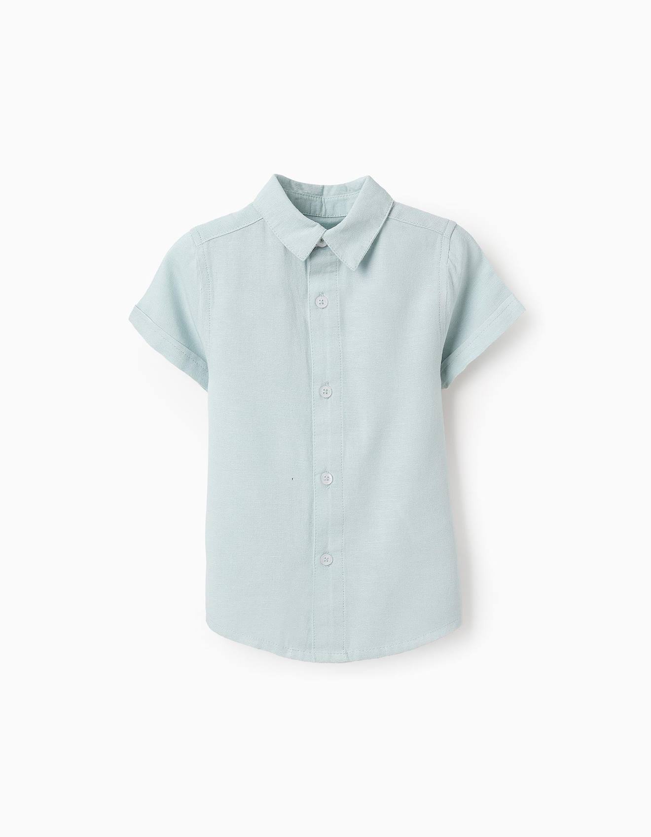 Chemise En Viscose, Coton Et Lin Bleu Clair
