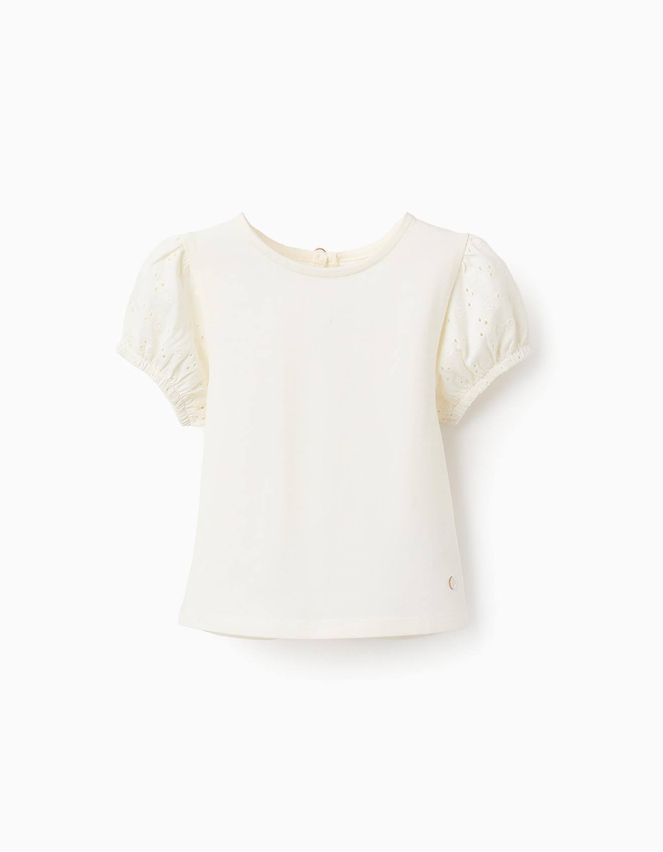 T-shirt Avec Manches En Broderie Anglaise Blanc