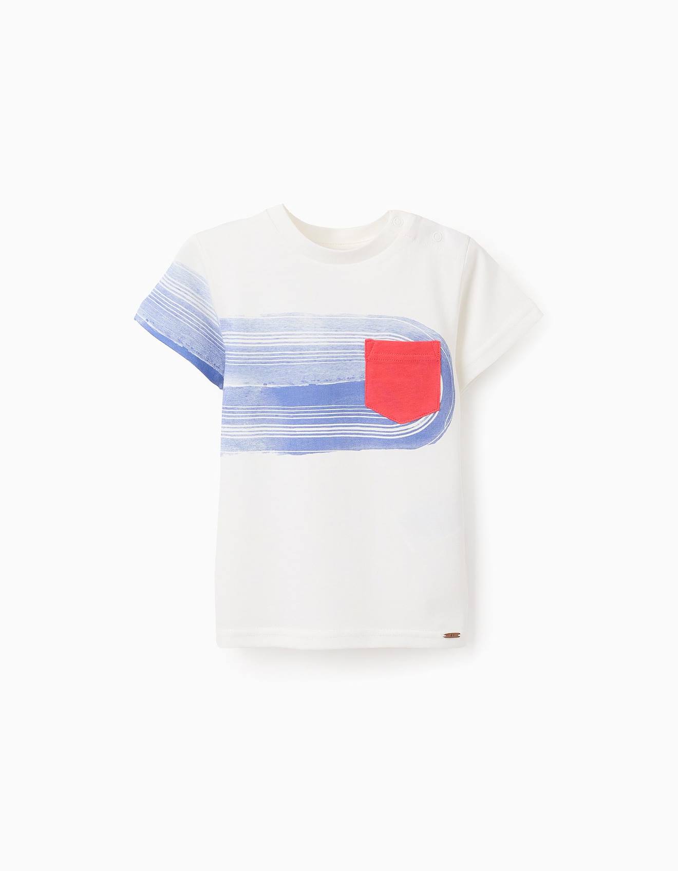 T-shirt De Coton Avec Poche Contrastée Blanc