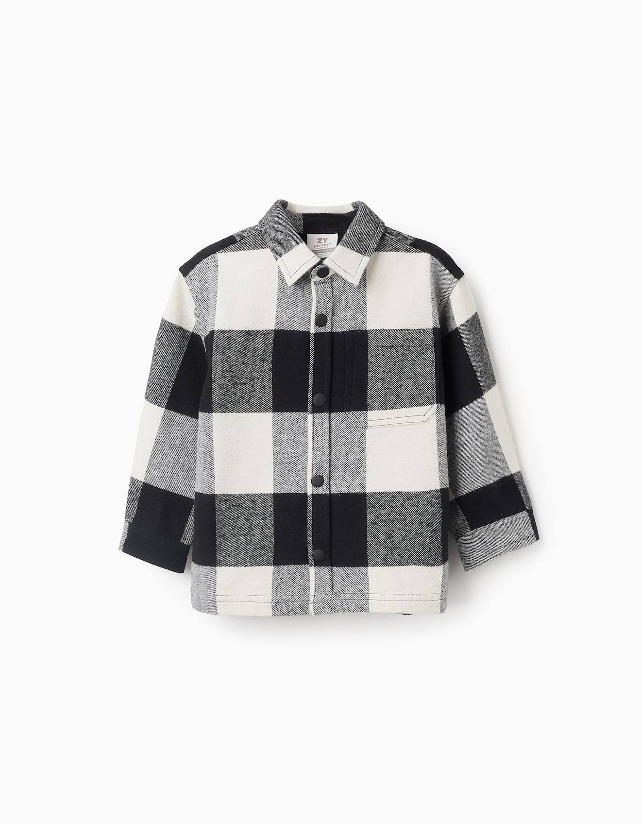 Chemise Oversize À Carreaux Gris Foncé