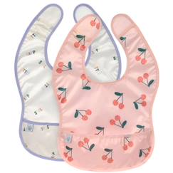 Puériculture-Lot de 2 bavoirs à poche happy fruits cerise