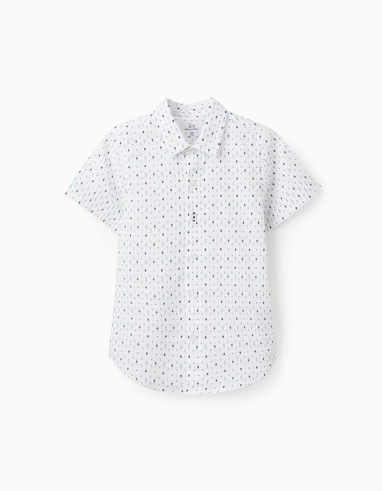 Chemise À Manches Courtes À Motif Bleu Clair