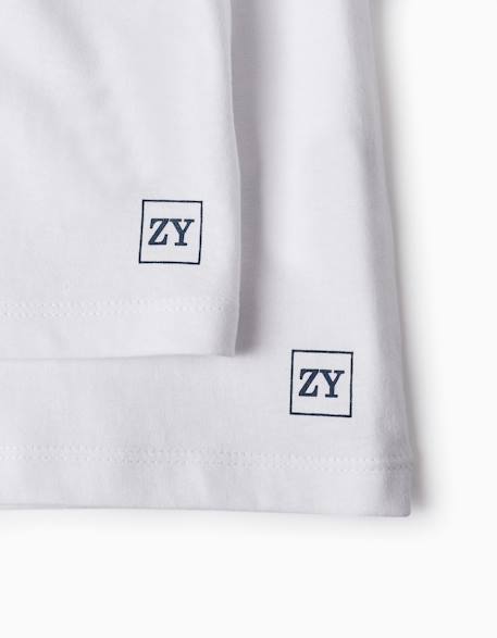 Pack 2 t-shirts à manches longues Blanc+Bleu foncé+Rouge 4 - vertbaudet enfant 