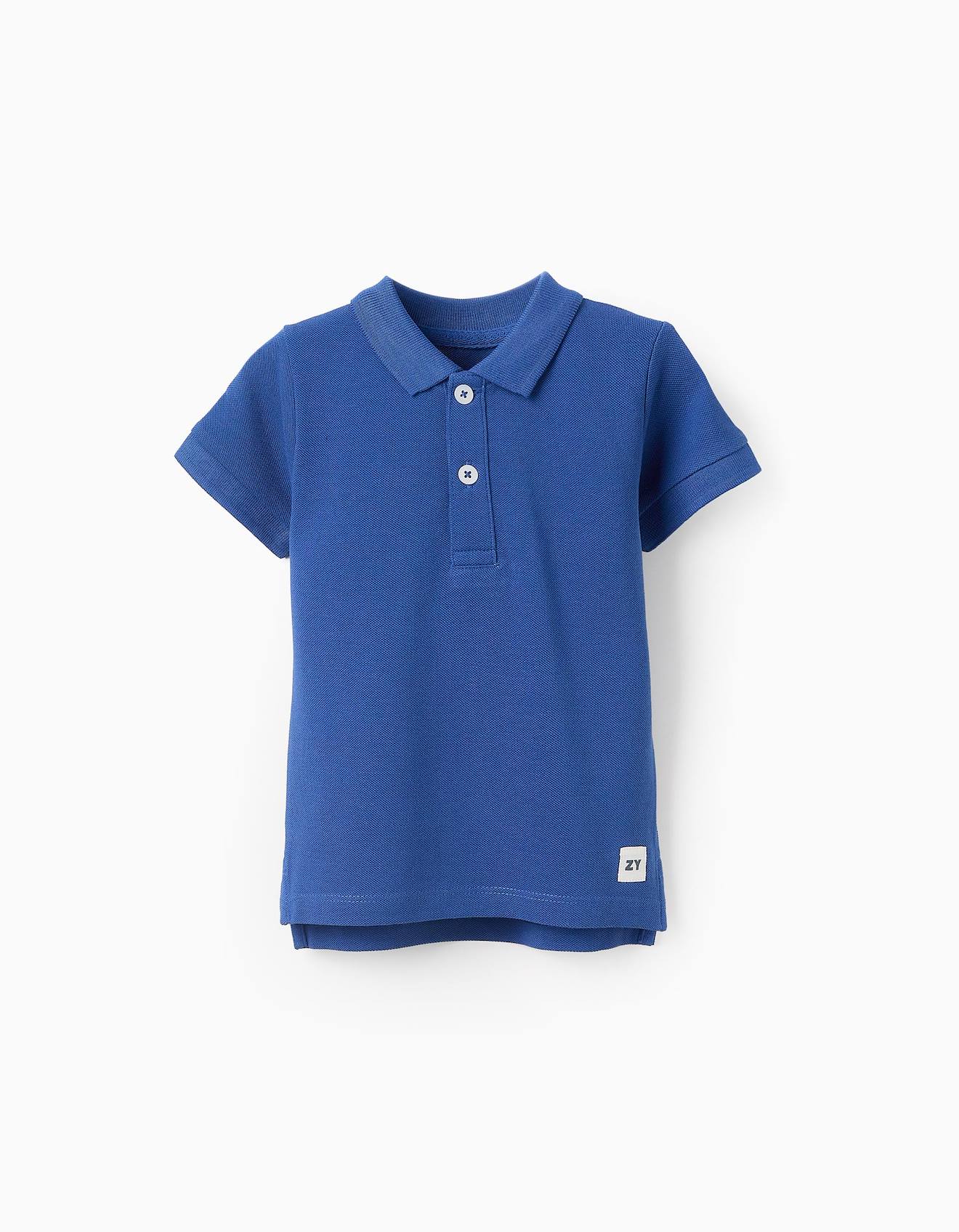Polo En Coton Bleu