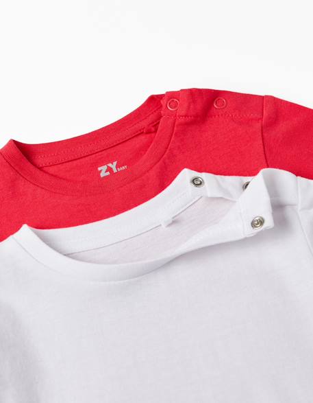 Pack 2 t-shirts à manches longues Blanc+Bleu foncé+Rouge 11 - vertbaudet enfant 