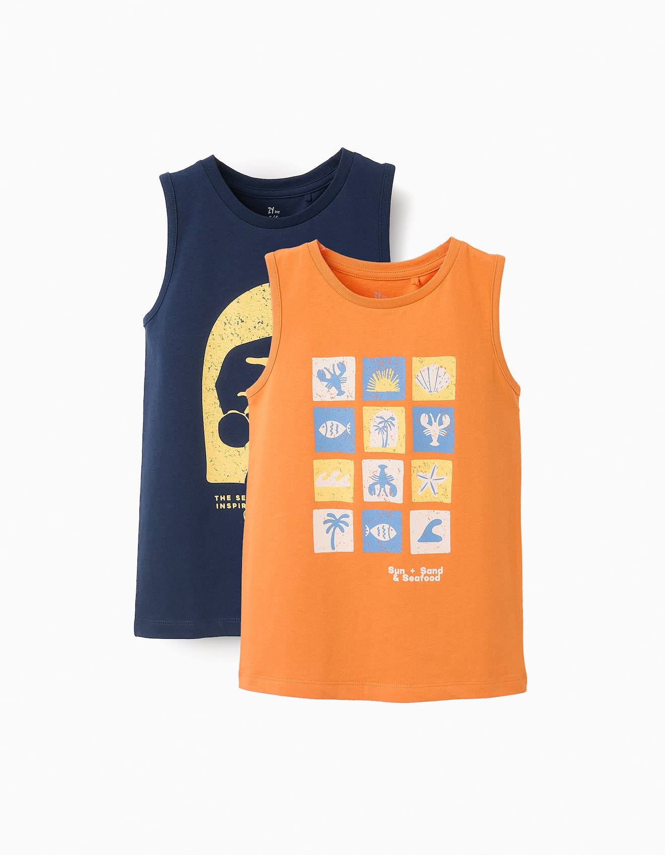 Pack 2 Débardeurs En Coton Orange Clair