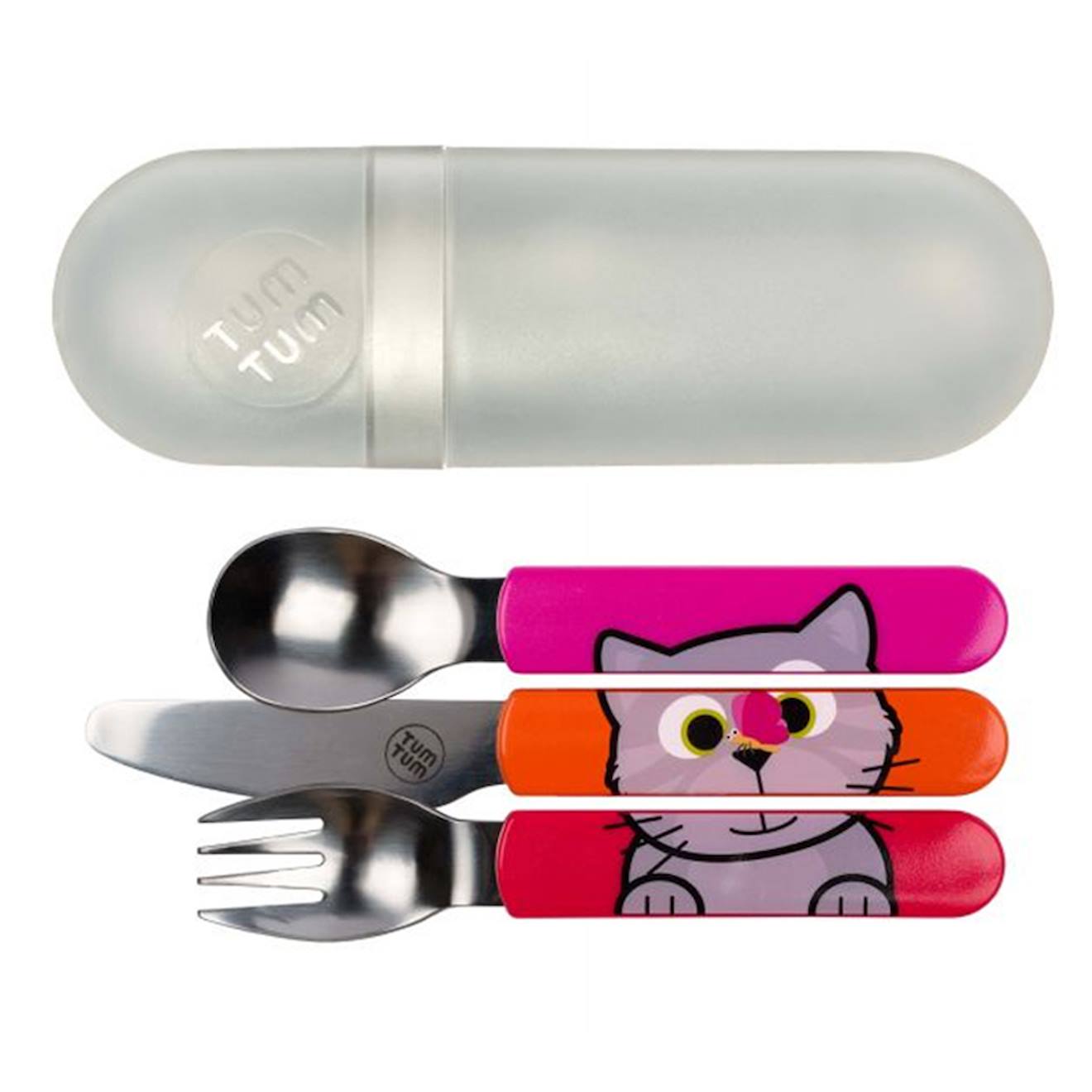 Lot De 3 Couverts Inox Puzzle Avec Étui Bluebell Rose (TUMTUM) - Couverture
