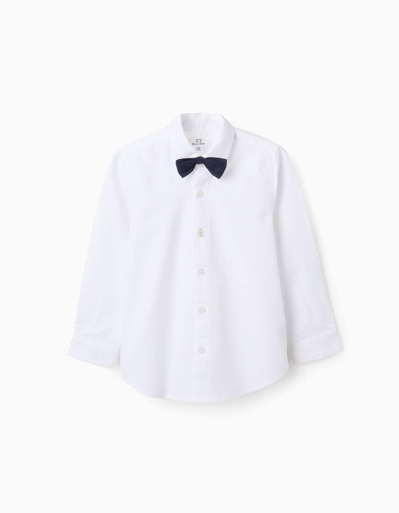 Chemise En Coton Avec Nœud Blanc