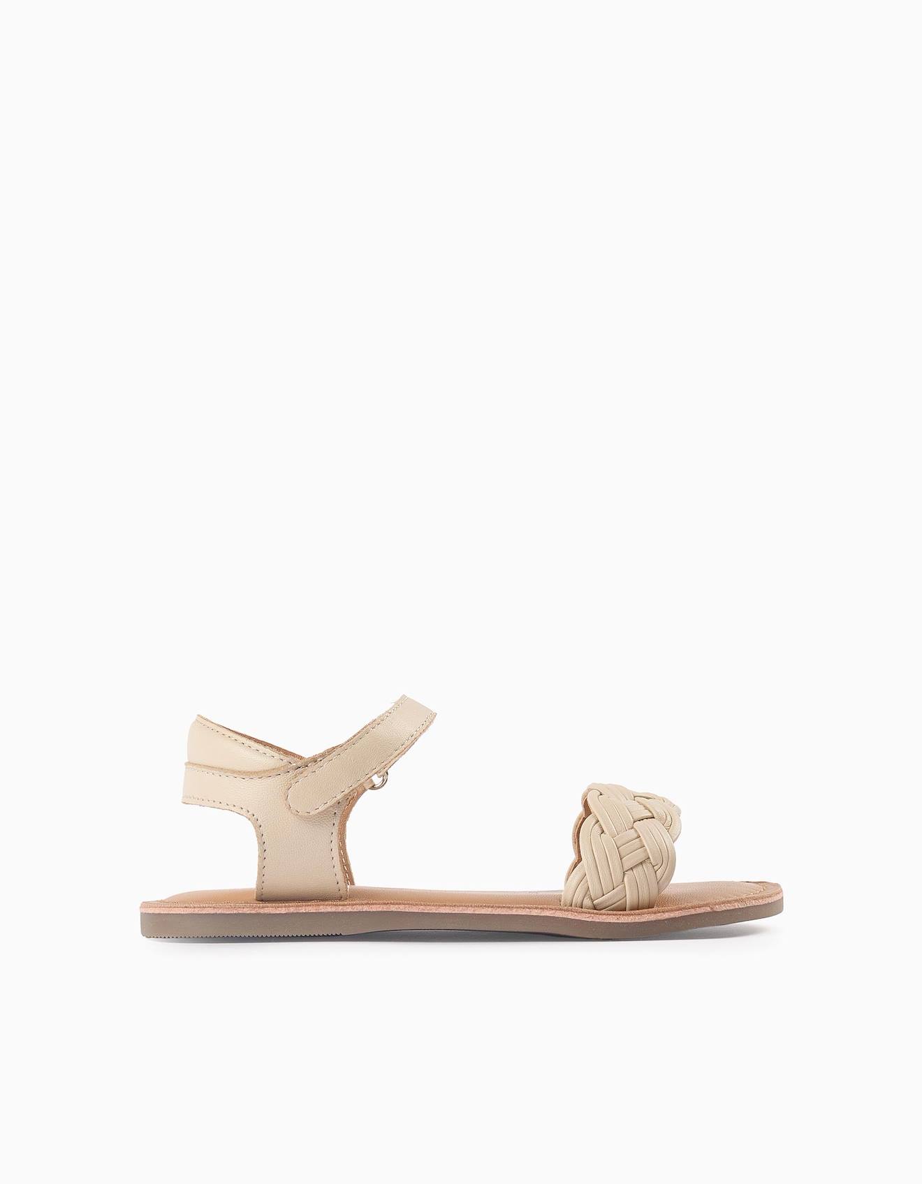 Sandales En Cuir Beige Clair