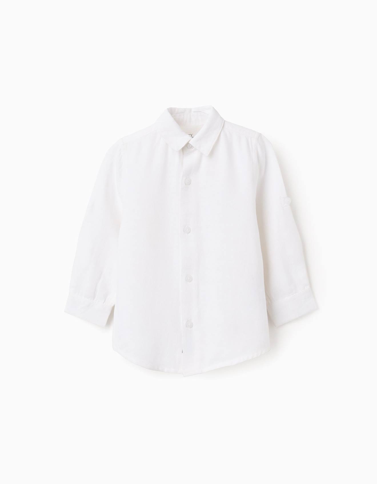Chemise À Manches Retroussables Blanc