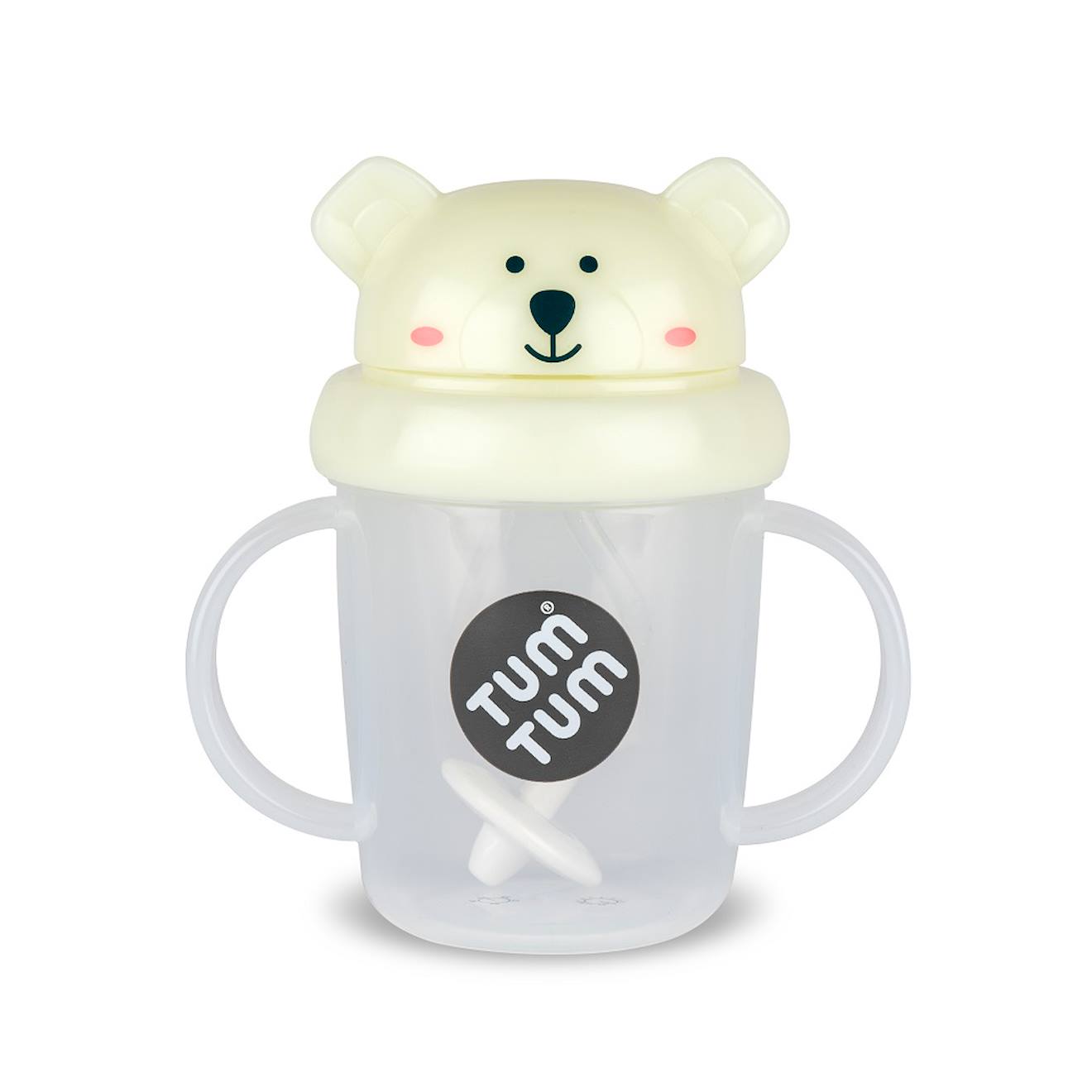 Tasse Anti Fuite + Paille Lestée Ours Polaire Phosphorescent - V3 Jaune