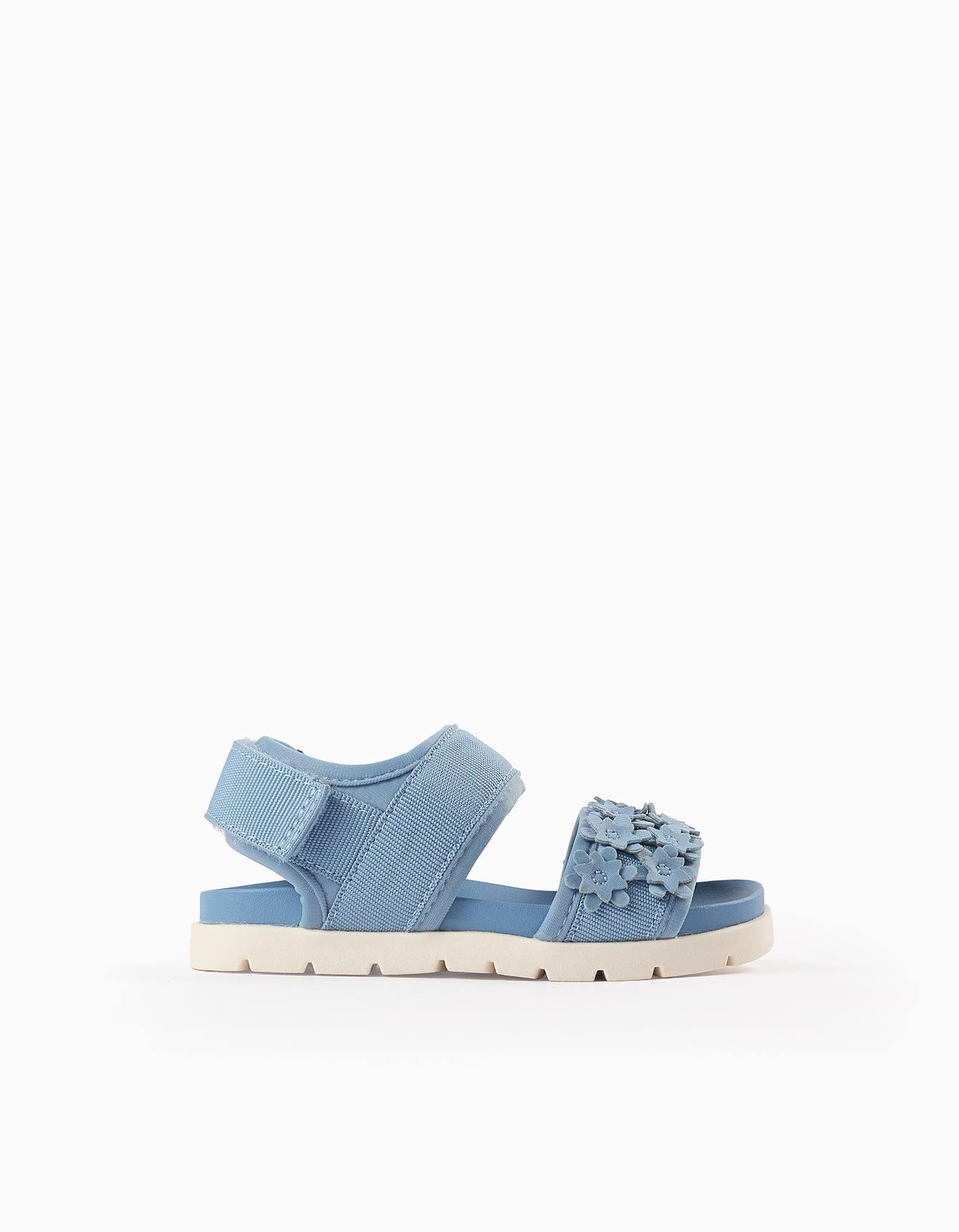Sandales Avec Fleurs Bleu
