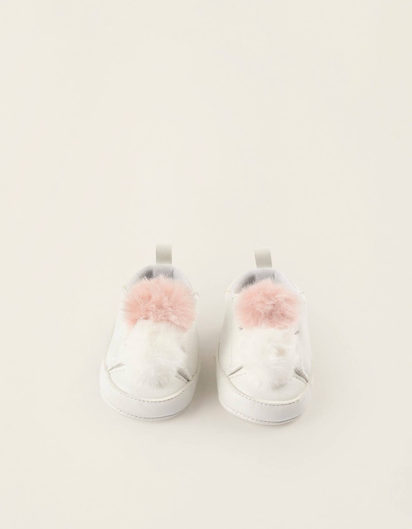 Baskets Avec Pompons Rose Clair
