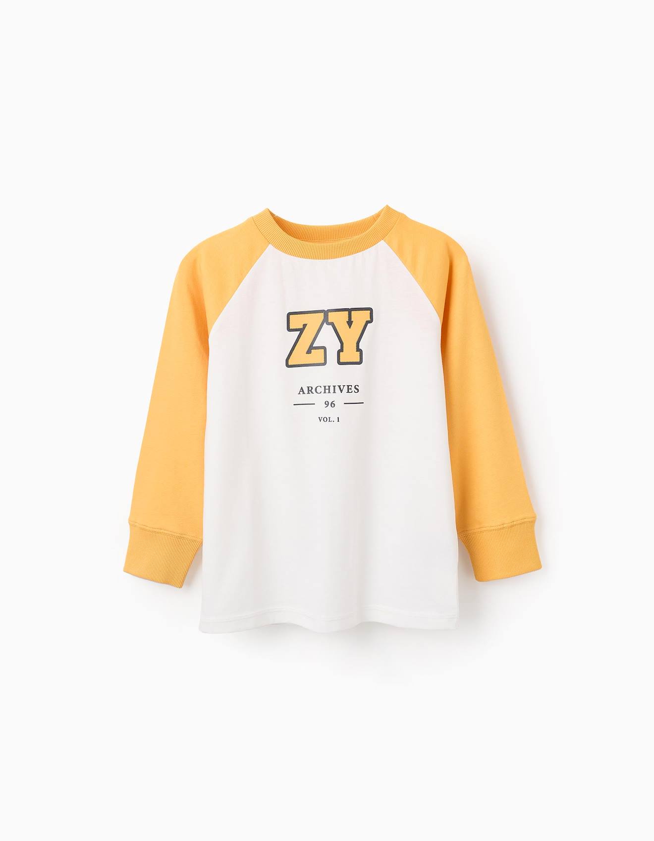 T-shirt À Manches Longues En Coton Jaune