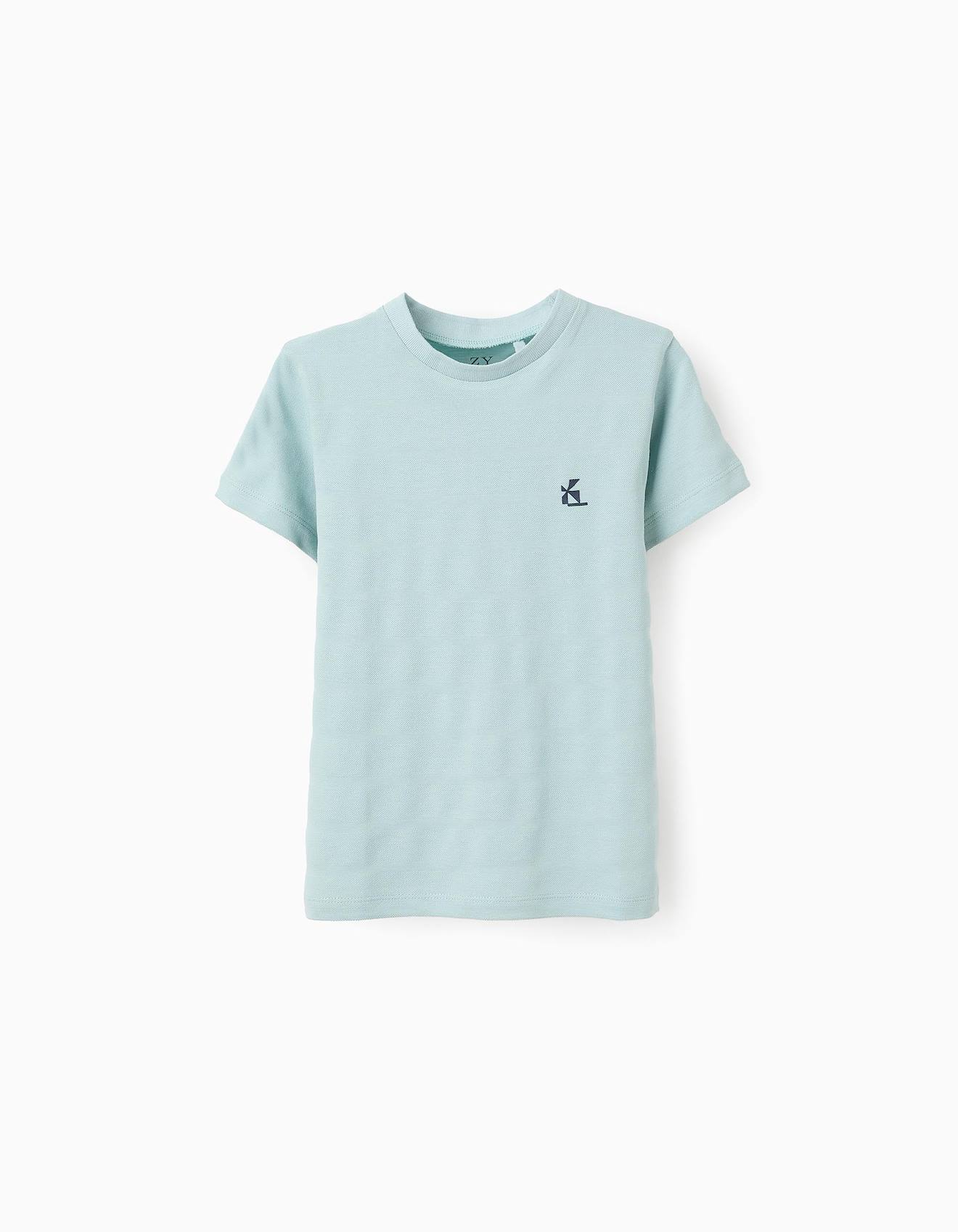 T-shirt En Coton À Rayures Texturées Bleu Clair