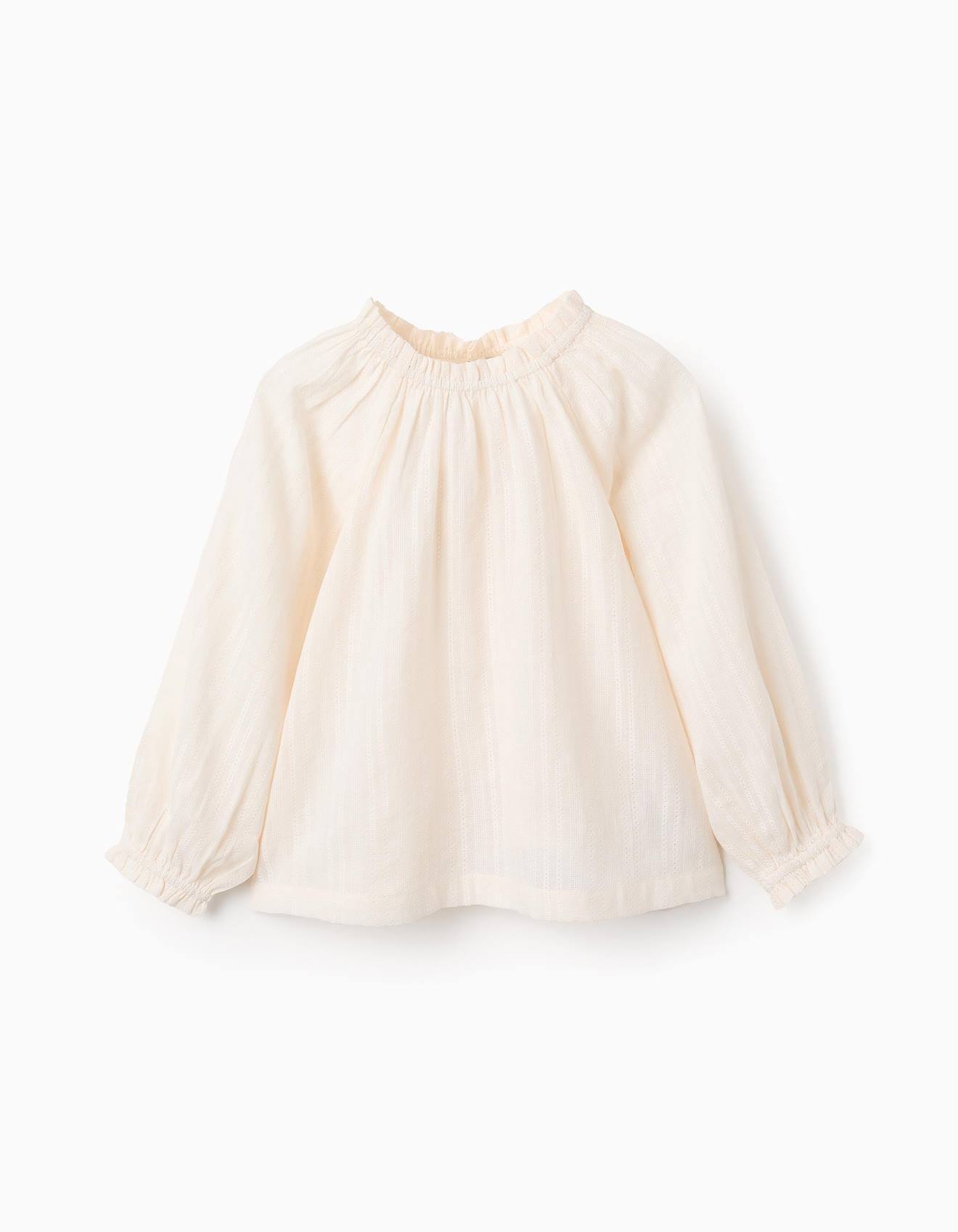 Blouse En Coton Dobby Beige Clair