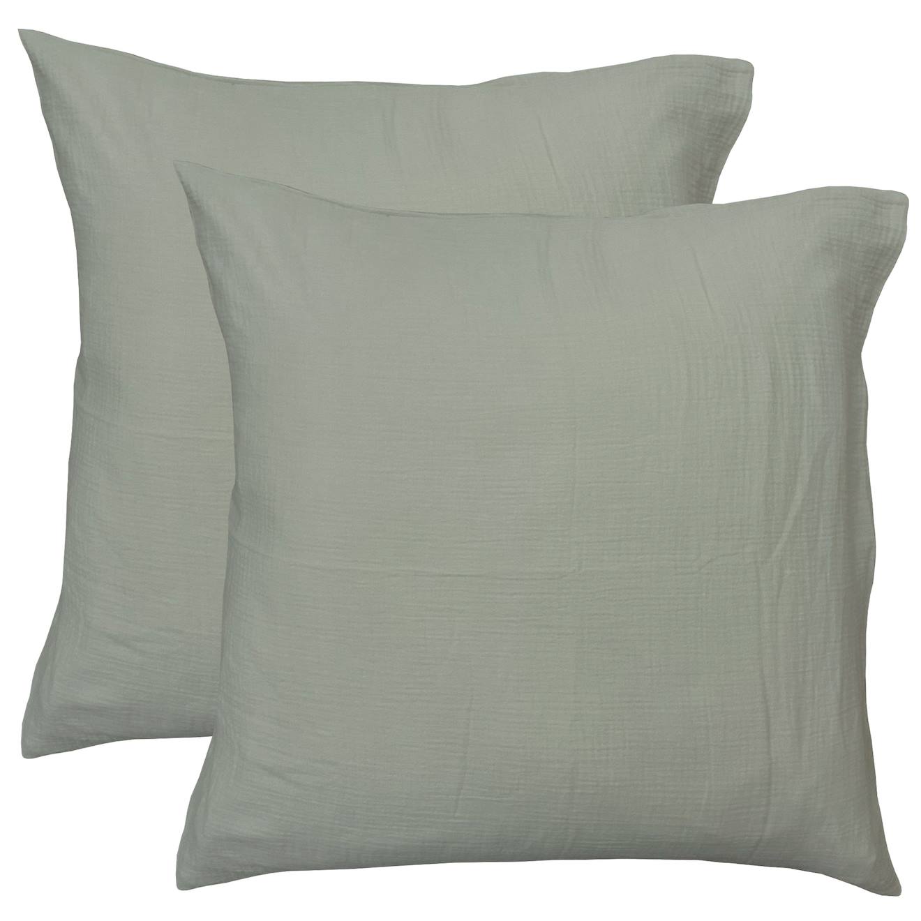 Set De 2 Taies D'oreiller Unies En Coton, Gaze De Coton Lichen