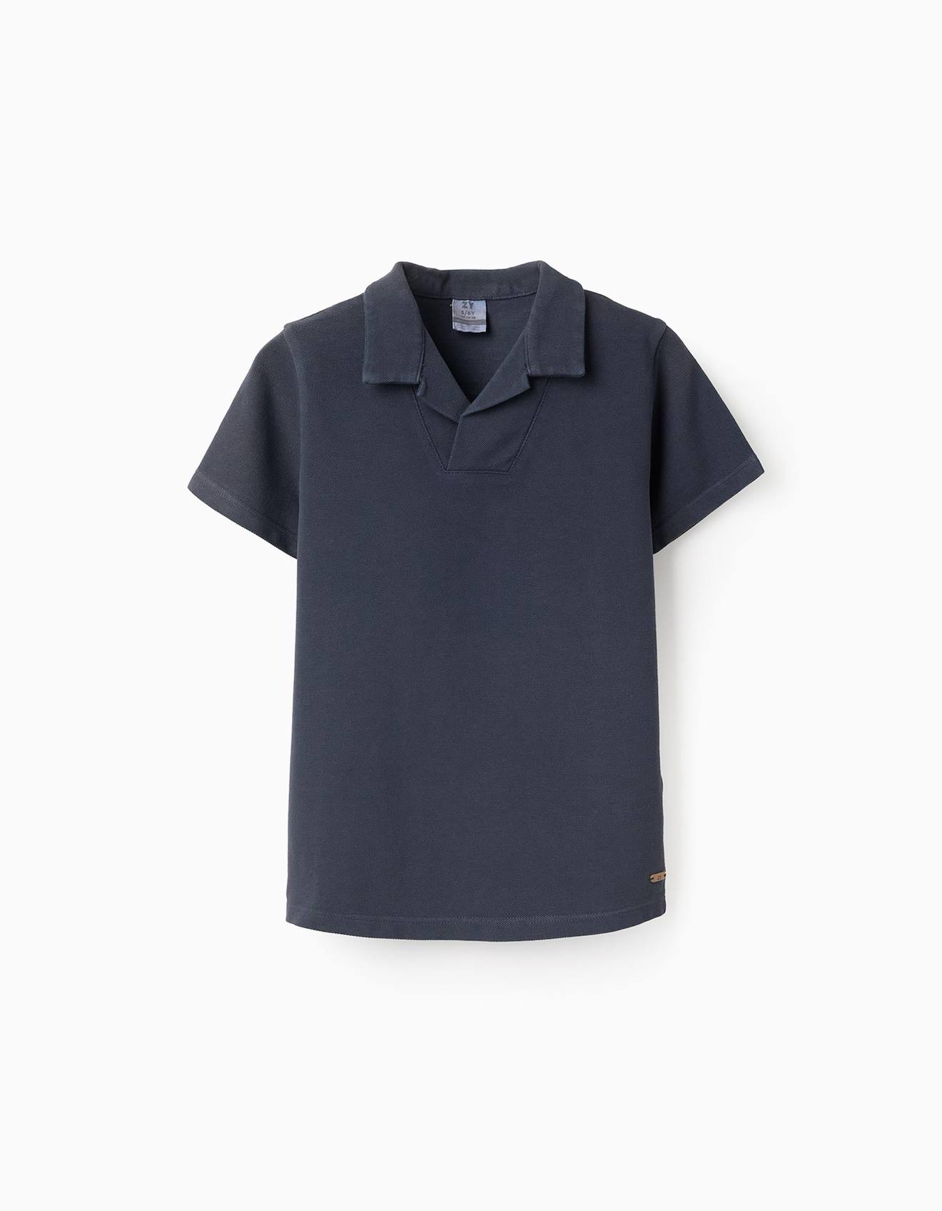 T-shirt En Piqué De Coton Bleu Foncé