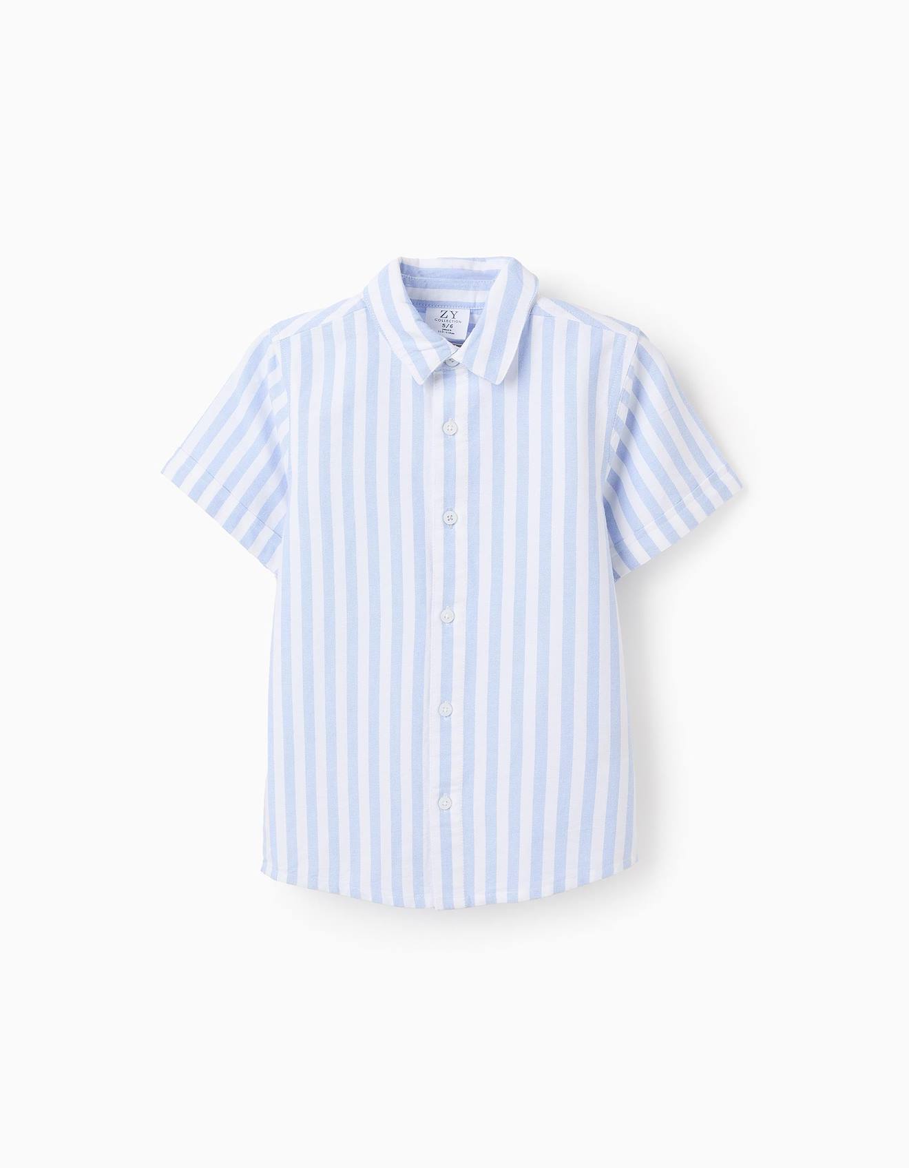 Chemise À Manches Courtes À Rayures Bleu Clair