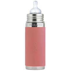Puériculture-Repas-Biberonnerie-Biberon isotherme en inox 260 ml - vieux rose