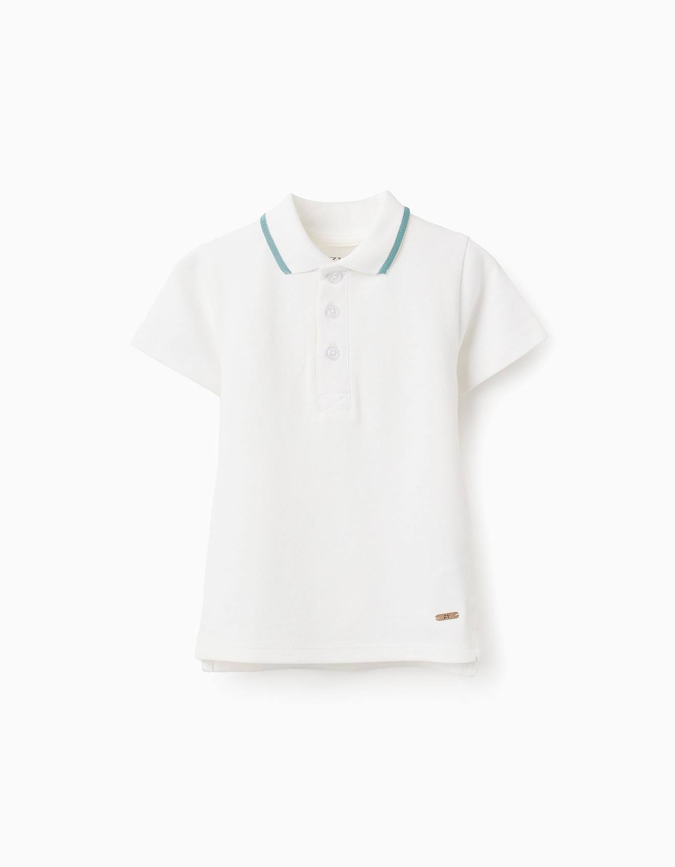 Polo En Piqué De Coton Blanc